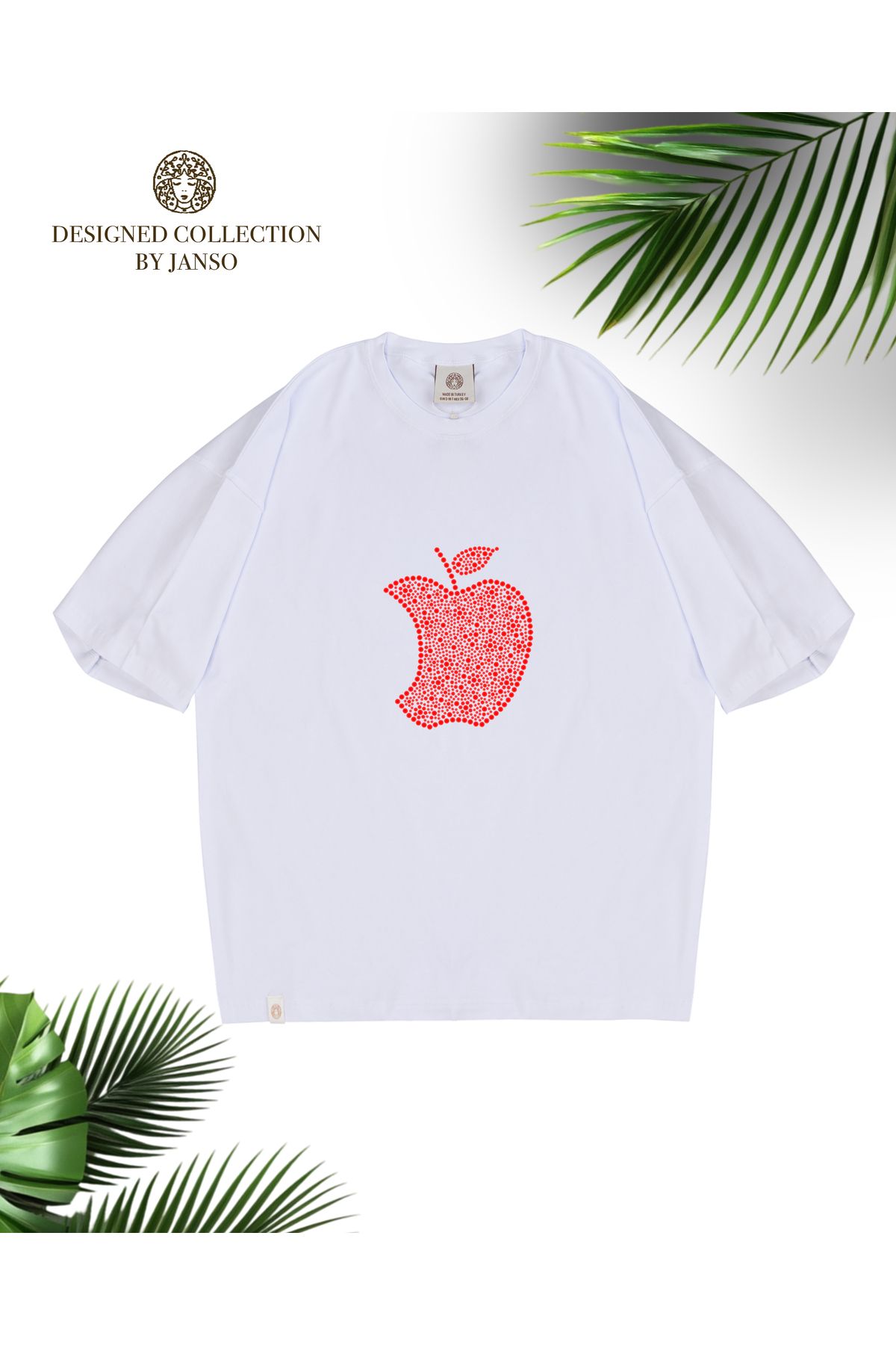 JANSO GROUP -KADIN KISA KOLLU TSHIRT BASKILI ELMA