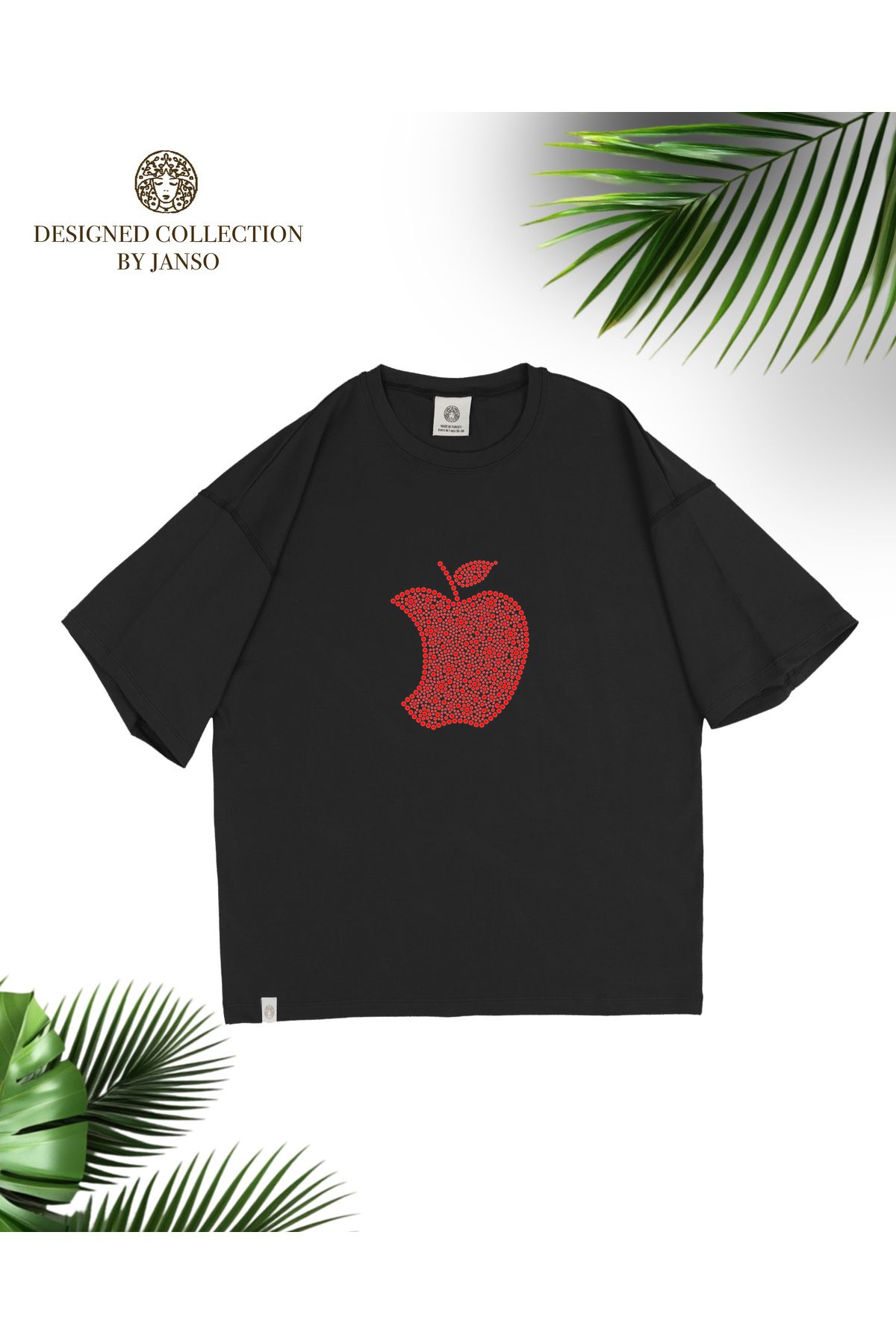 JANSO GROUP -KADIN KISA KOLLU TSHIRT BASKILI ELMA