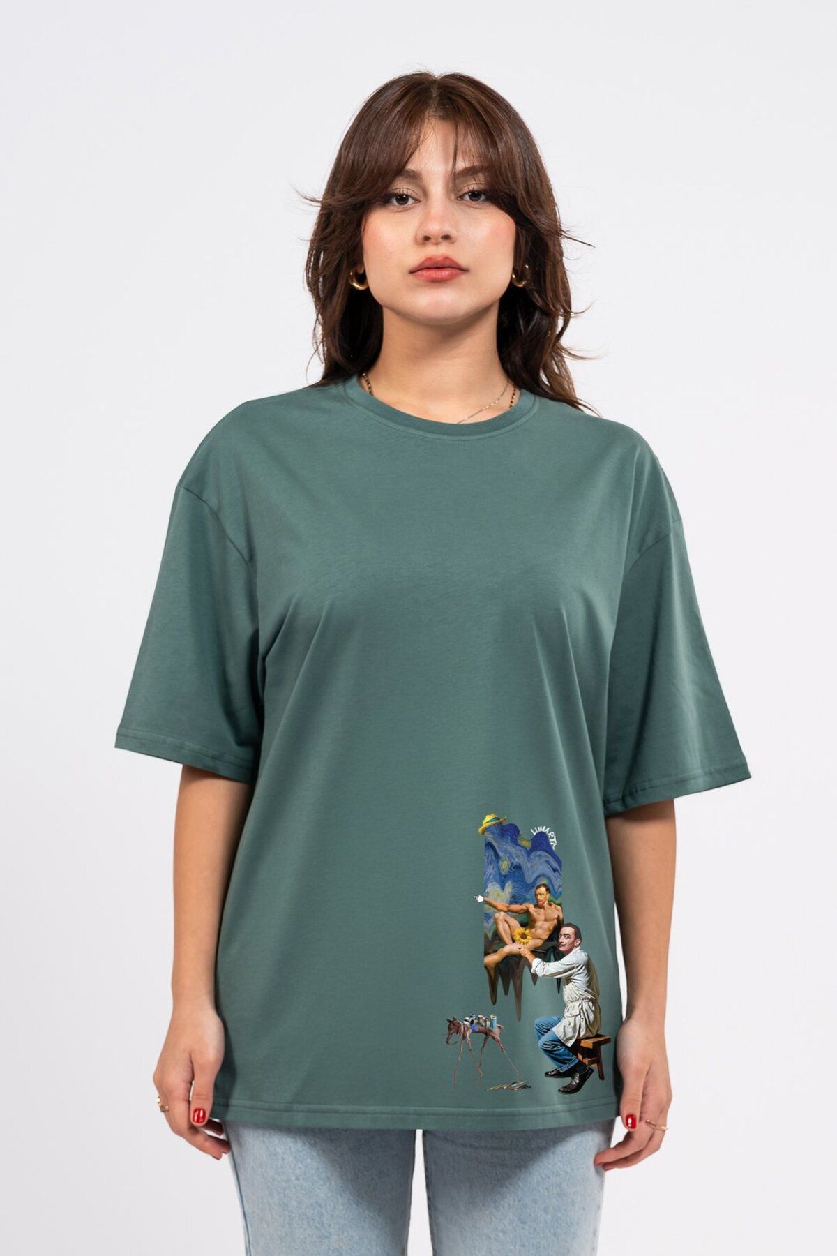 LUMARTA Oversize Dali Baskılı Tshirt