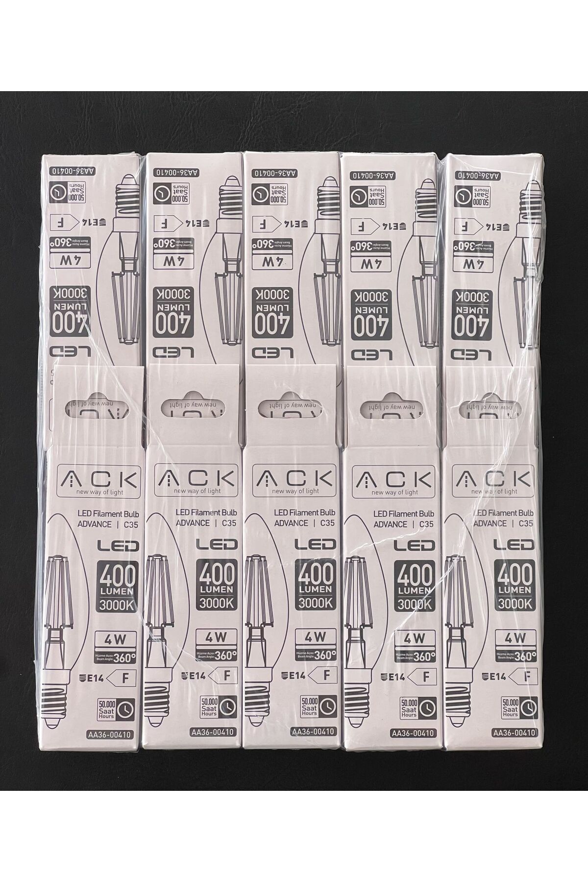 ACK 10'lu PAKET 4 WATT 3000 KELVİN GÜNIŞIĞI 400 LÜMEN E-14 DÜZ BUJİ RUSTİK LED AMPUL