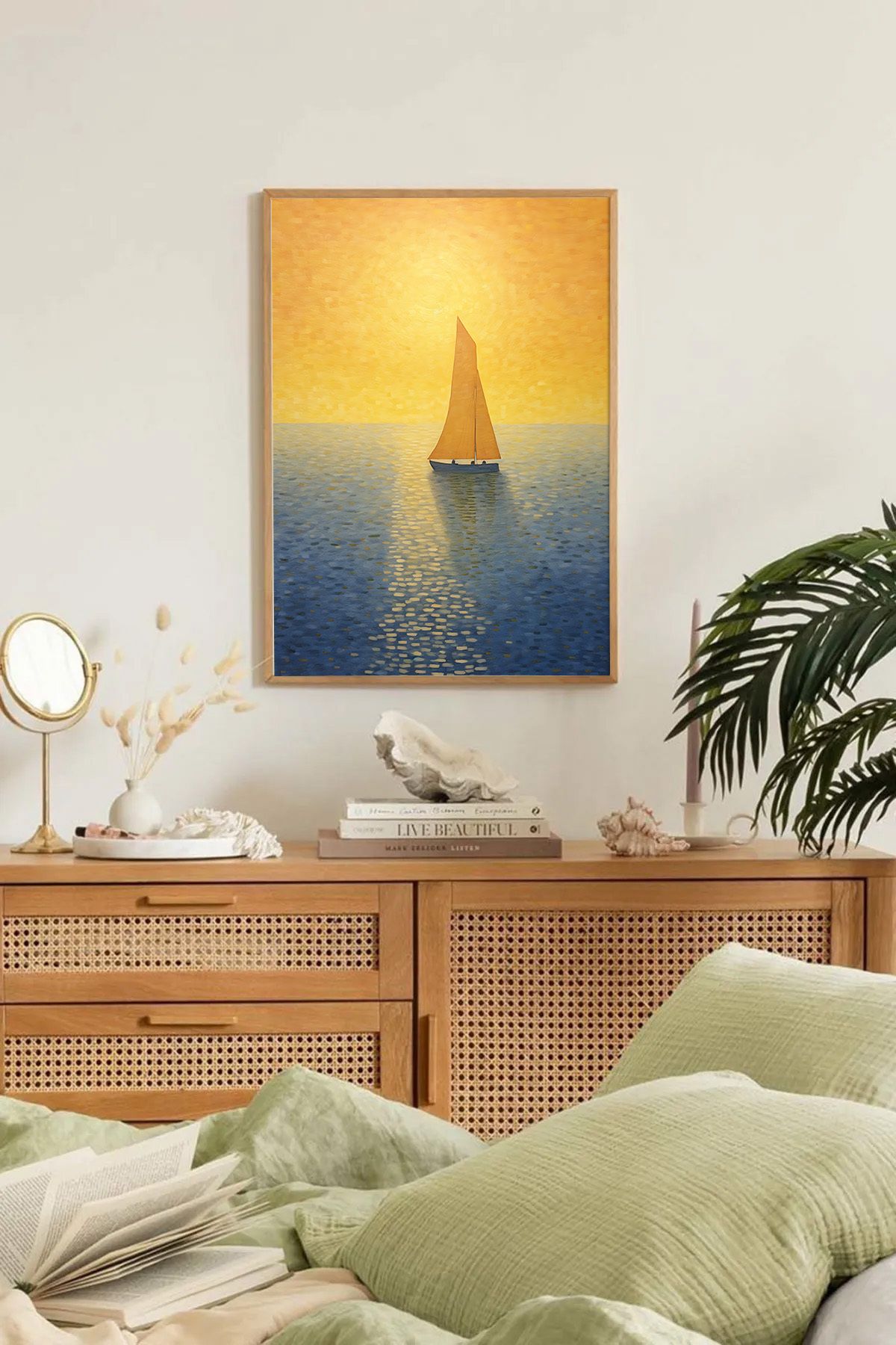 Dekorsiahome Tek Parça Ahşap Çerçeveli Oturma Odası Salon Mutfak Tablo TK0224
