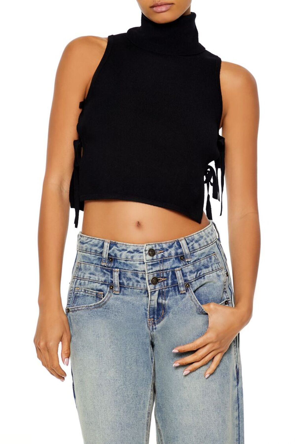 Forever 21 Örgü Kazak Dokusu Açık Yanlı Bluz