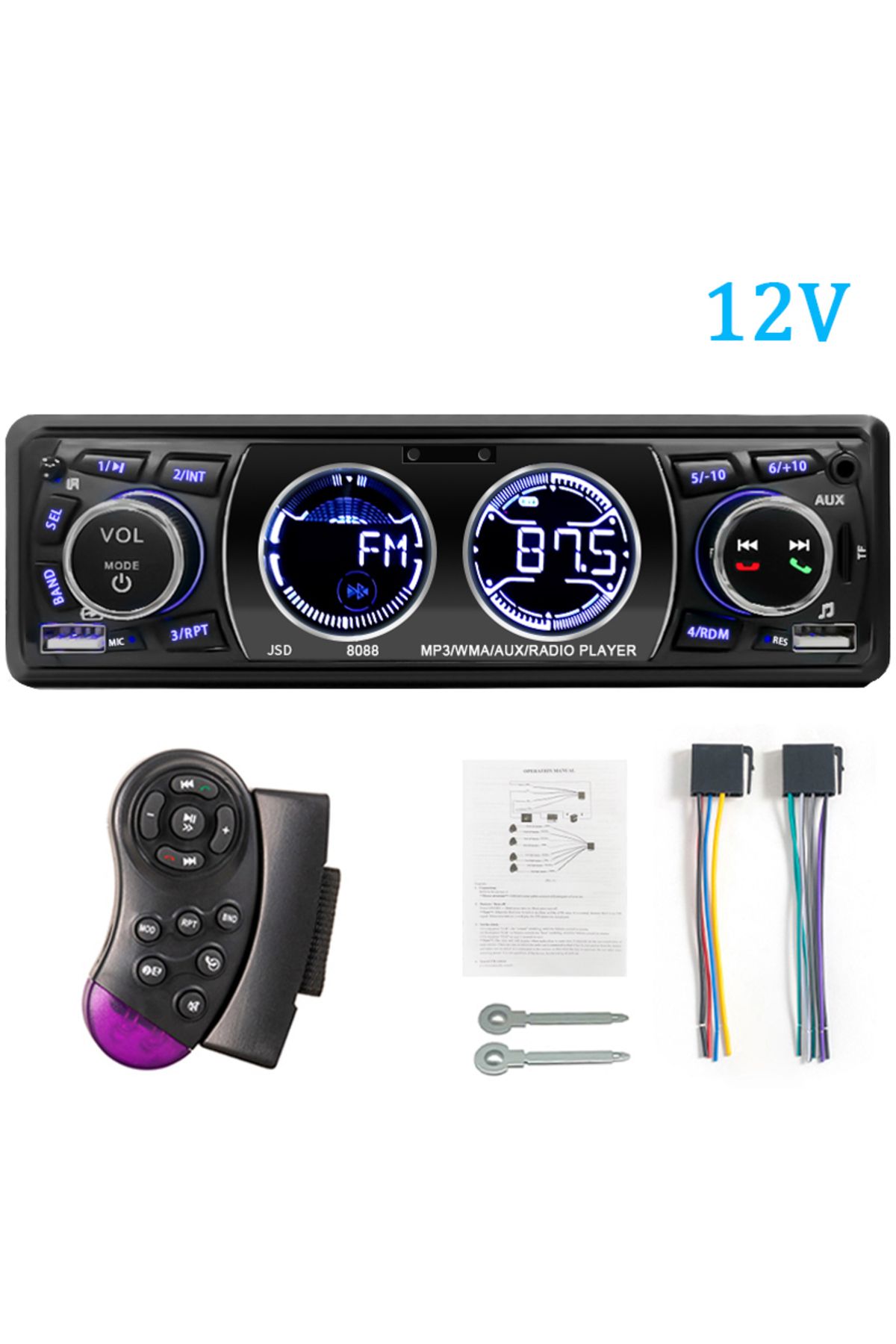Choice-12V With FK Hippcron Car Radio 1din Stereo MP3 Player Audio Bluetooth FM Receiver Dual USB Support A 1