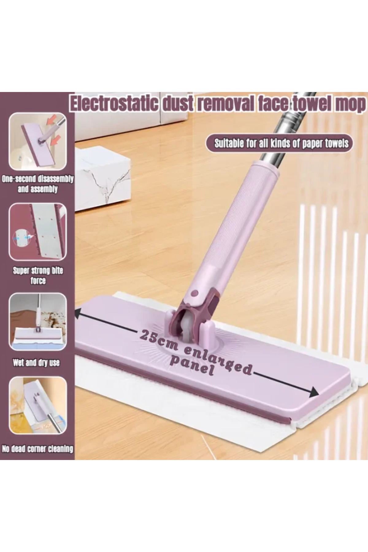 Choice 118cm Mop 2025 Face Towel Mop Lazy Disposable Clip Cloth Flat Mop Lazy Flat Mop