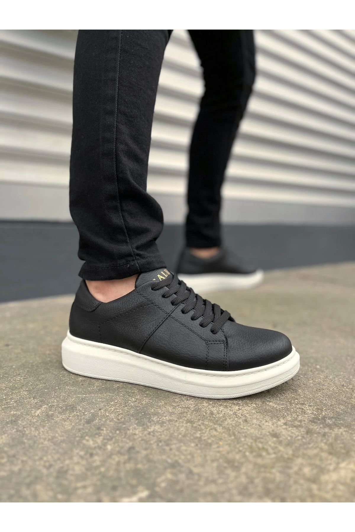 Joy Ayakkabı JY151 Boost Bağcıklı Cilt Erkek Günlük Sneaker Ayakkabı CBT - Siyah
