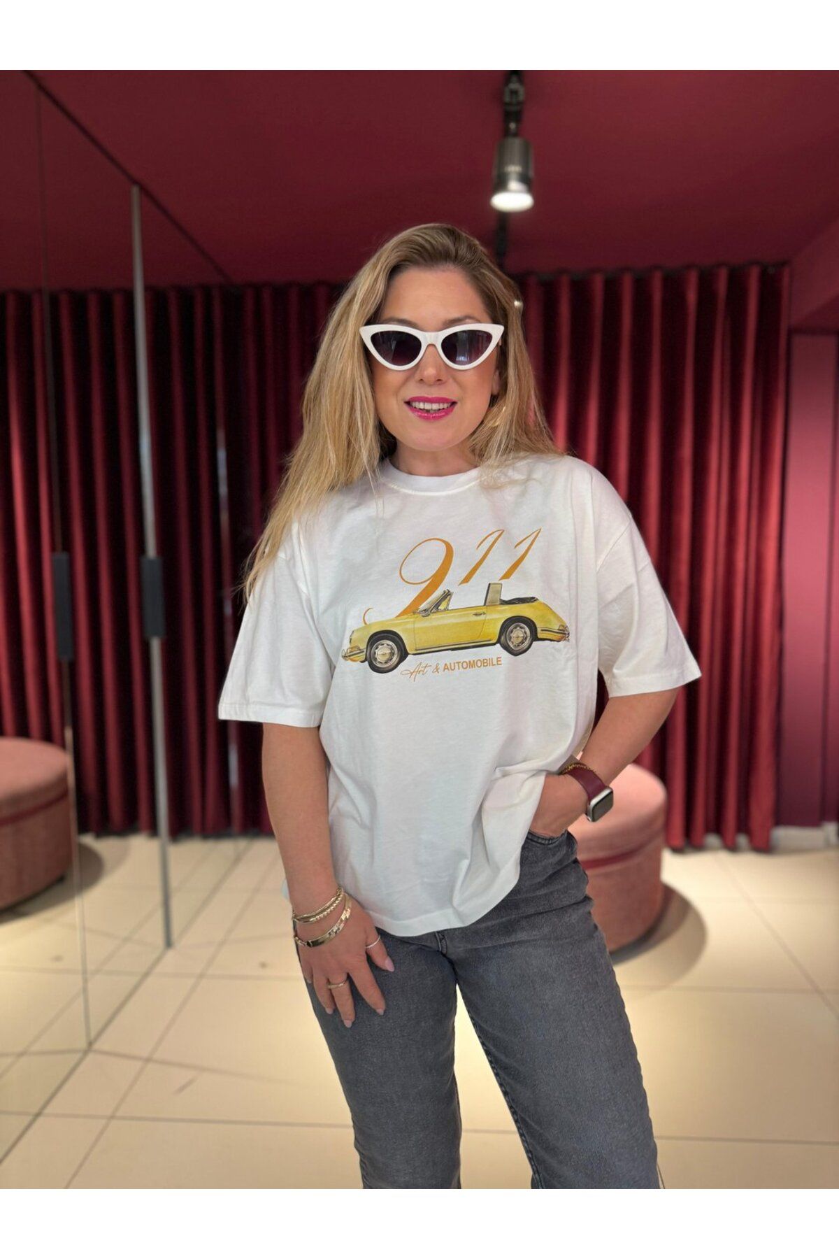 Serpirella Butik Baskılı Automobile T-Shirt