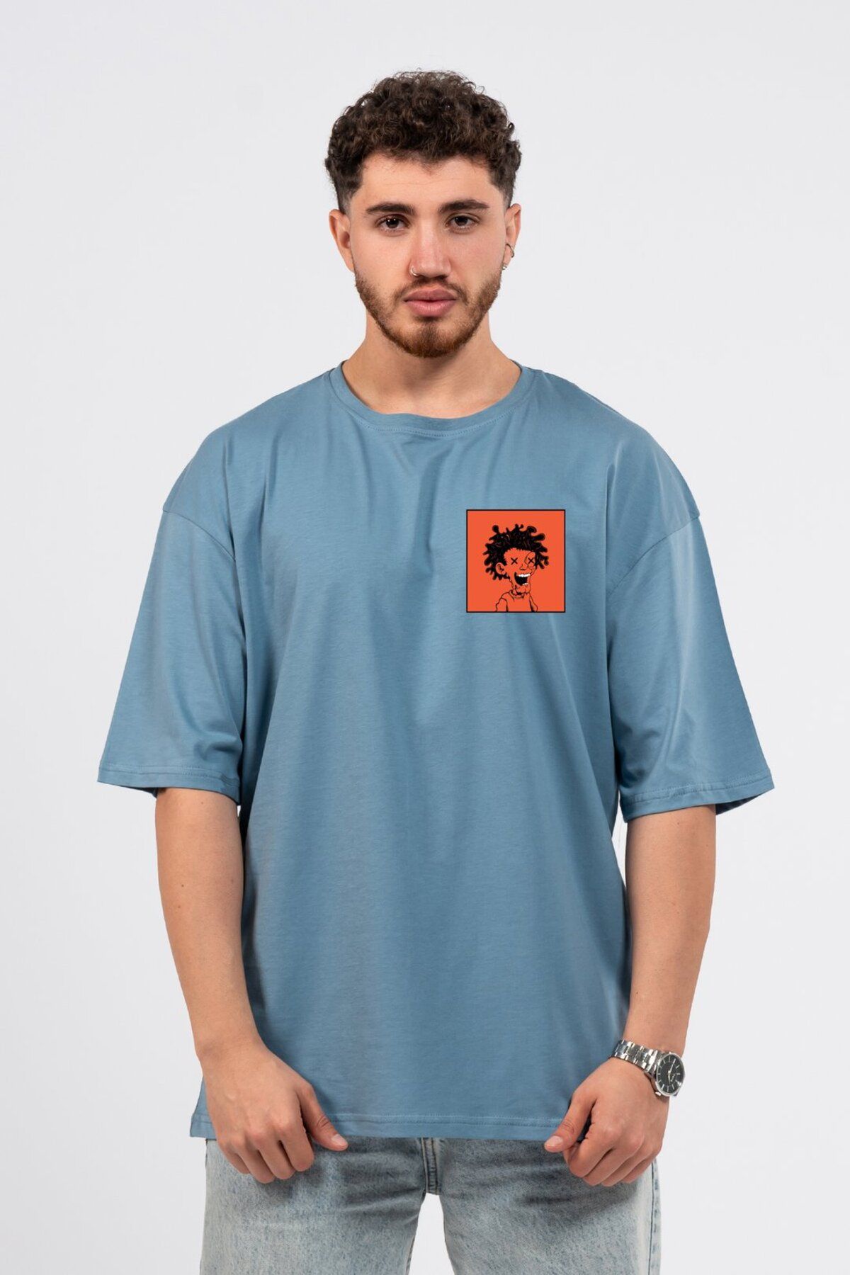LUMARTA Oversize Curly Man Baskılı Tshirt