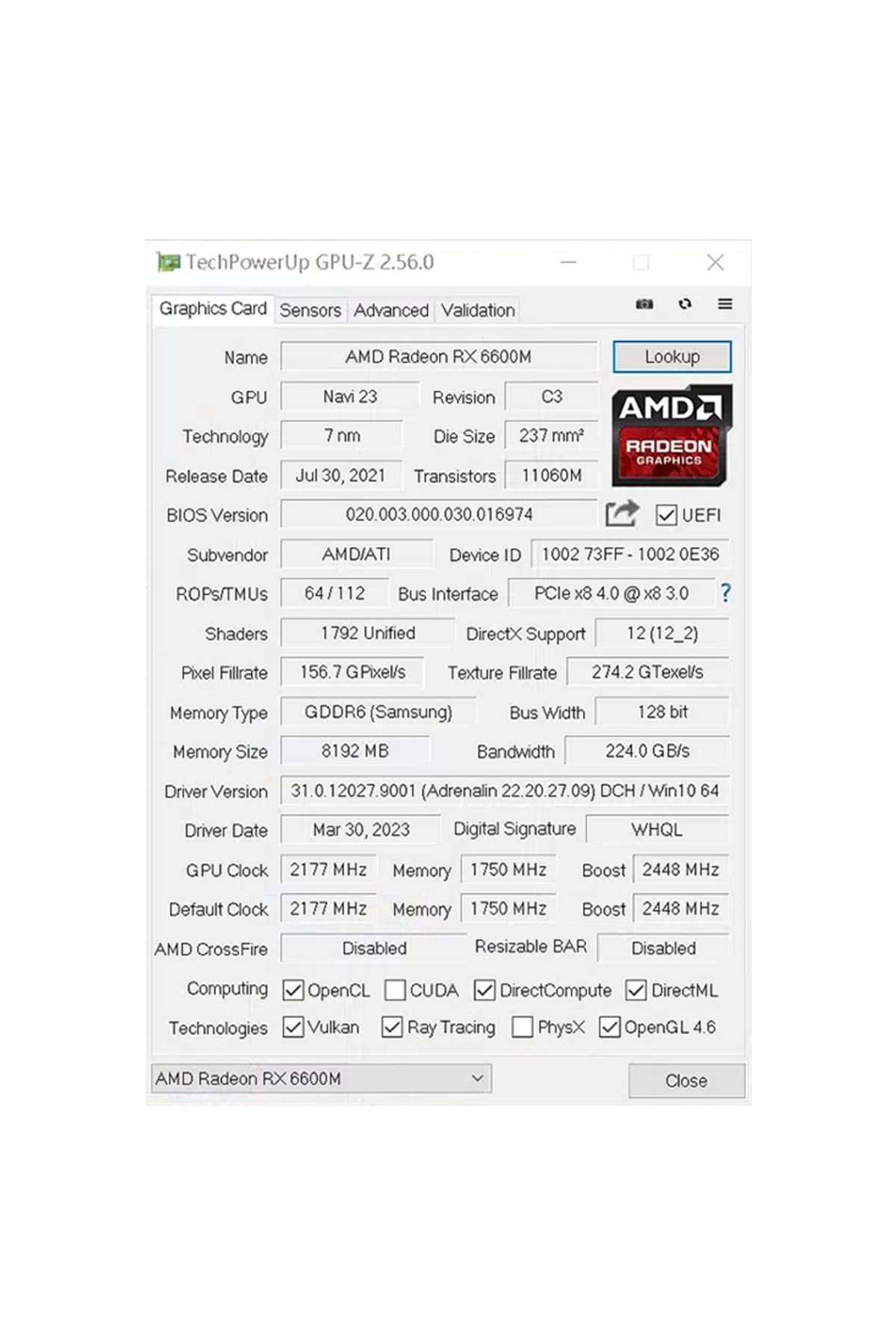 Choice-RX6600M 8G SOYO AMD RX6600M 8GB Graphics Card GDDR6 128Bit 8Pin Radeon GPU RX 6600M Desktop Computer 6