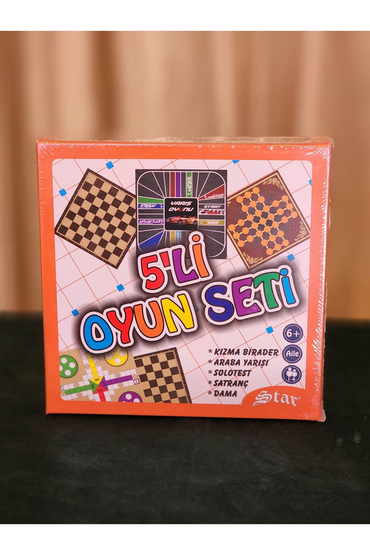 Star Oyun Star 5'li Oyun Seti (Kızma Birader, Araba Yarışı, Solo Test, Satranç, Dama)