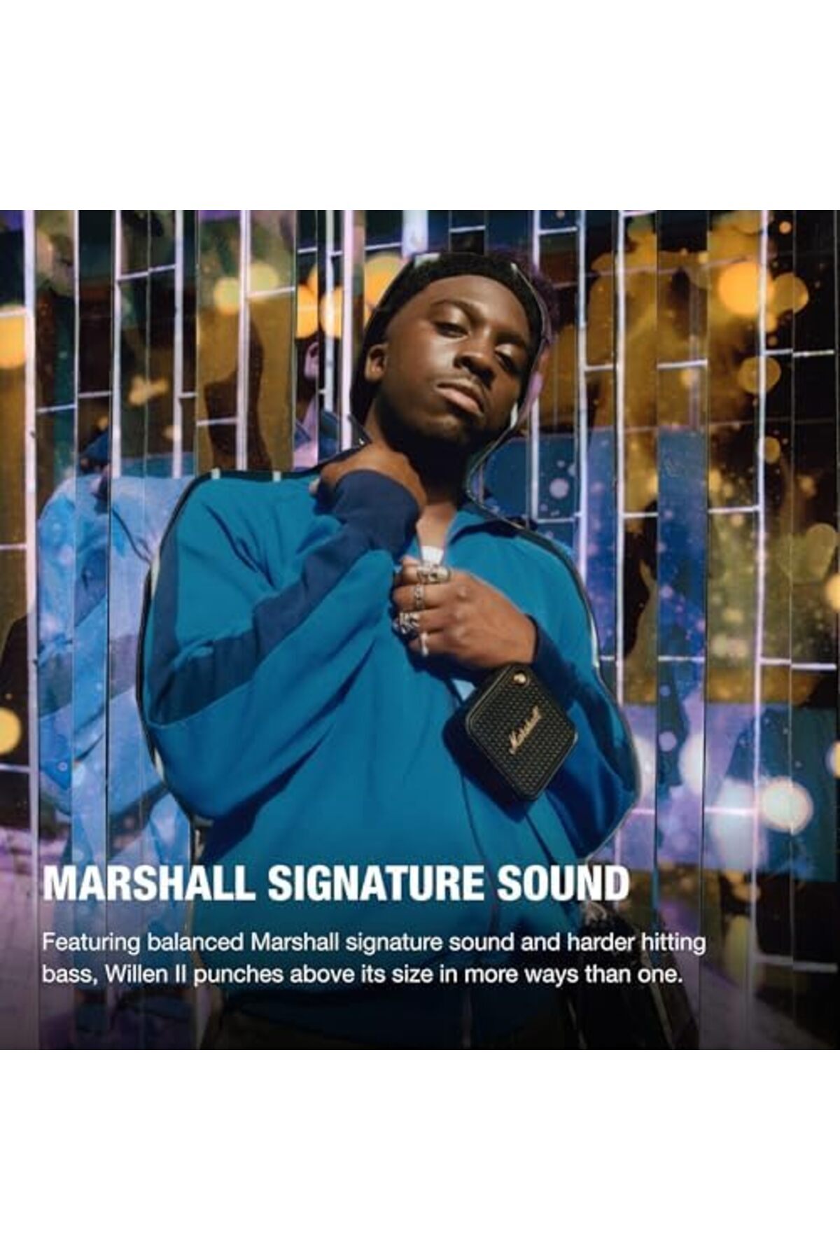 Marshall-Willen II Wireless Bluetooth Speaker, Over 17+ Hours Playtime, IP67 Waterproof - Black and 4