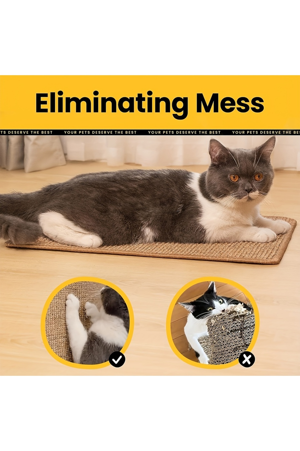 Choice-L 40X60cm Random color 1pc Cat Scratching Mat, Natural Sisal Cat Scratching Pad, Wear resistant Ca 6