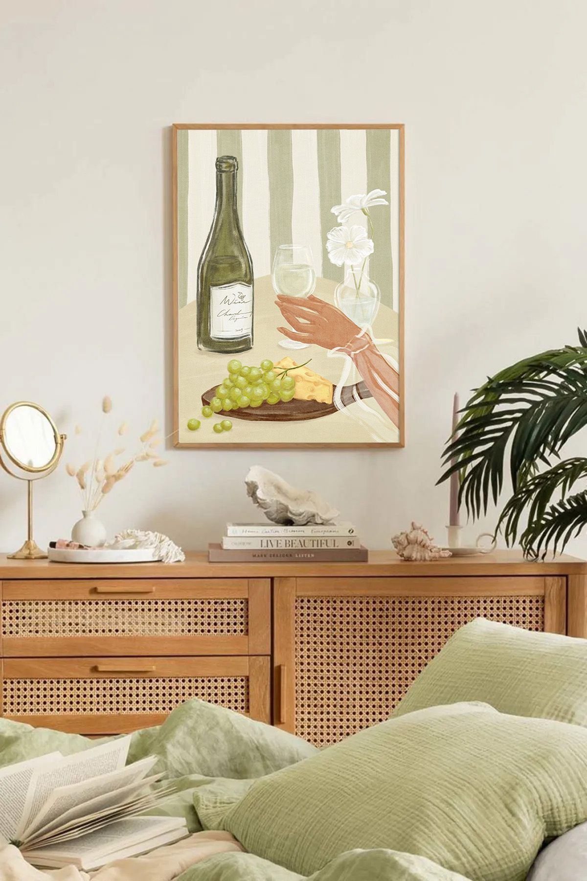 Dekorsiahome Tek Parça Ahşap Çerçeveli Oturma Odası Salon Mutfak Tablo TK0227