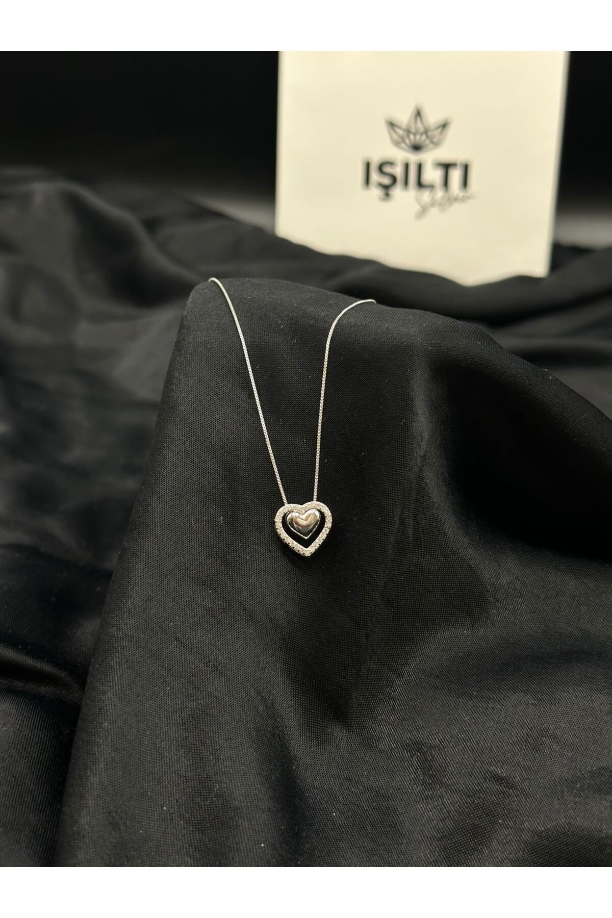 Işıltı Silver 925 Gümüş | Hareketli Çift Kalp Minimal Kolye