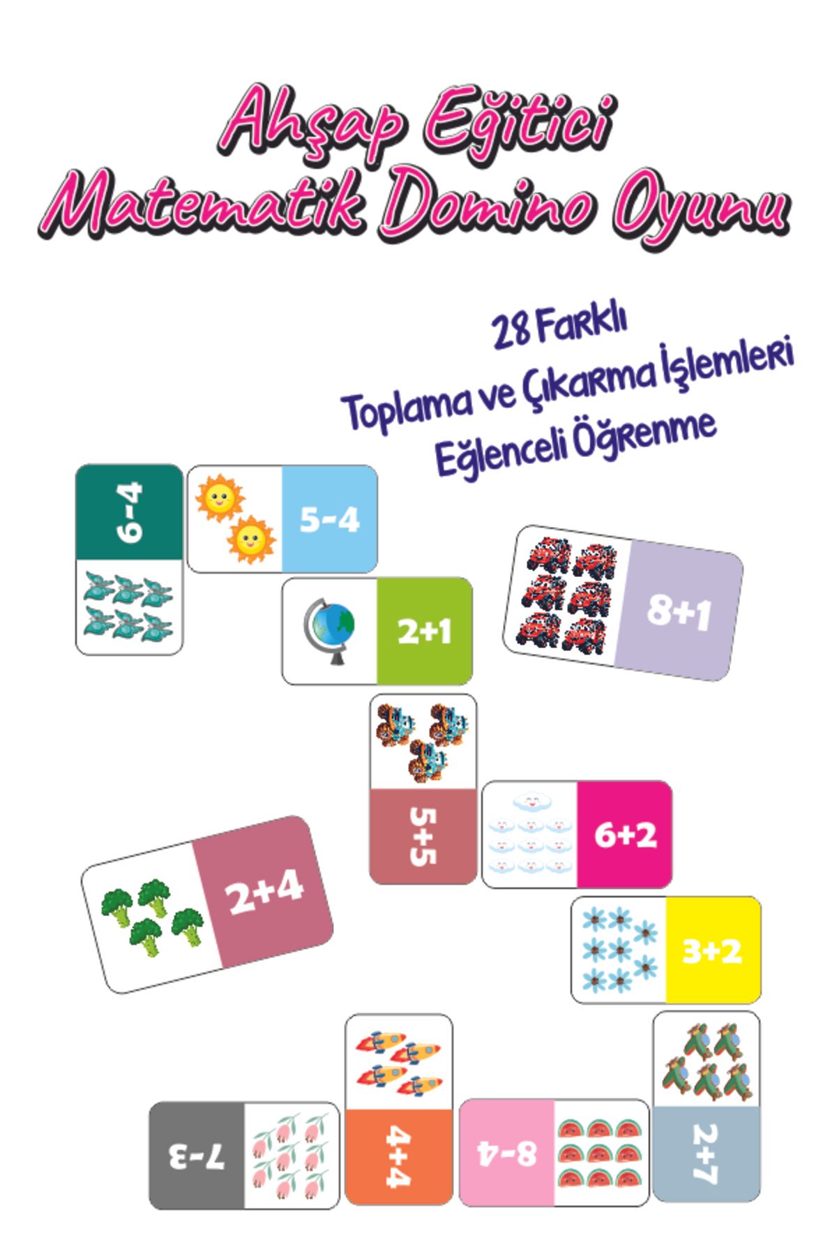 Leelii Tasarım Ahşap Eğitici Matematik Domino Oyunu
