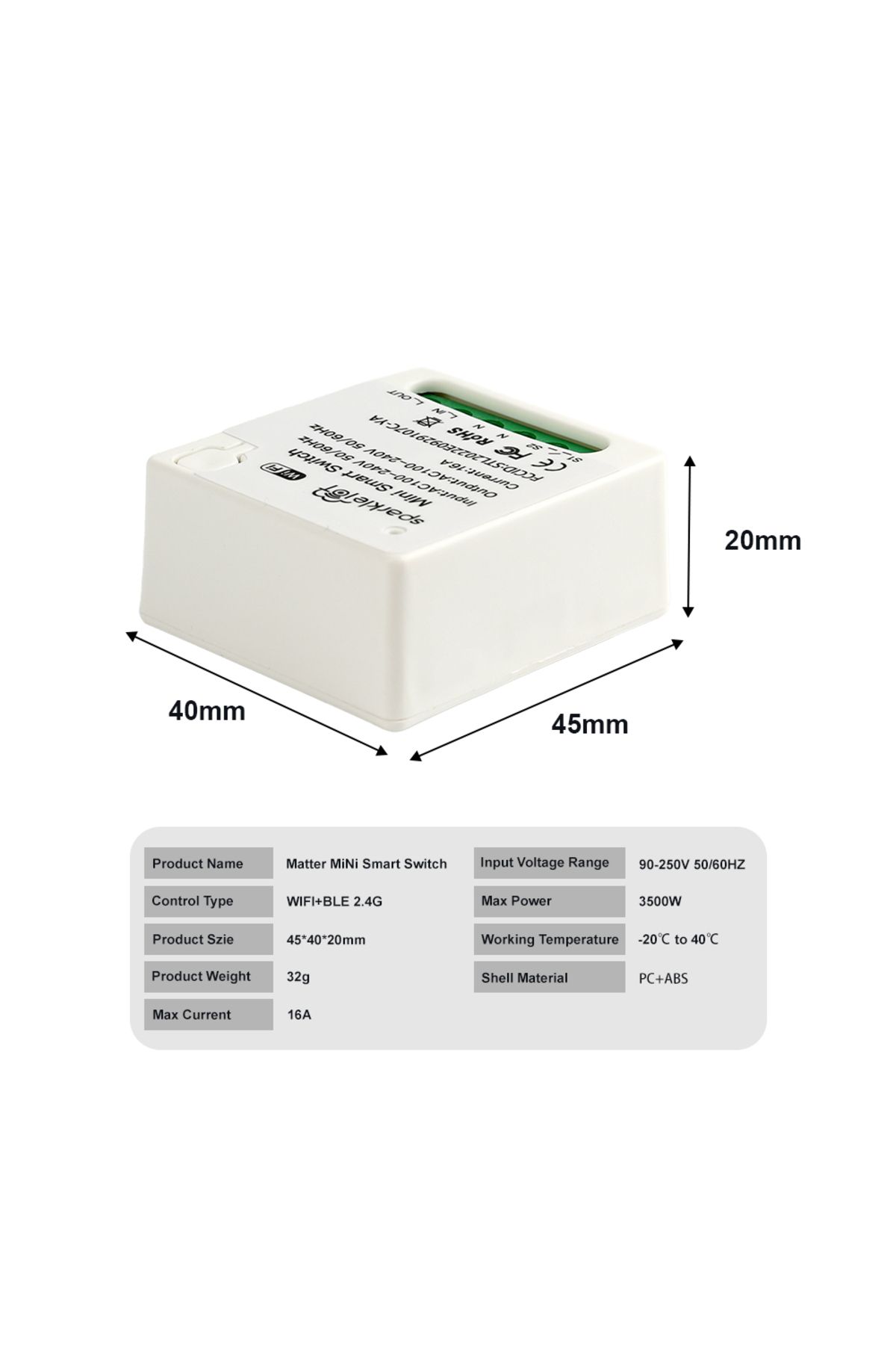 Choice-4PCS RCmall Matter 16A WiFi mini Smart Switch Pass-through Disconnect Dual Control Outletorks Remote 3