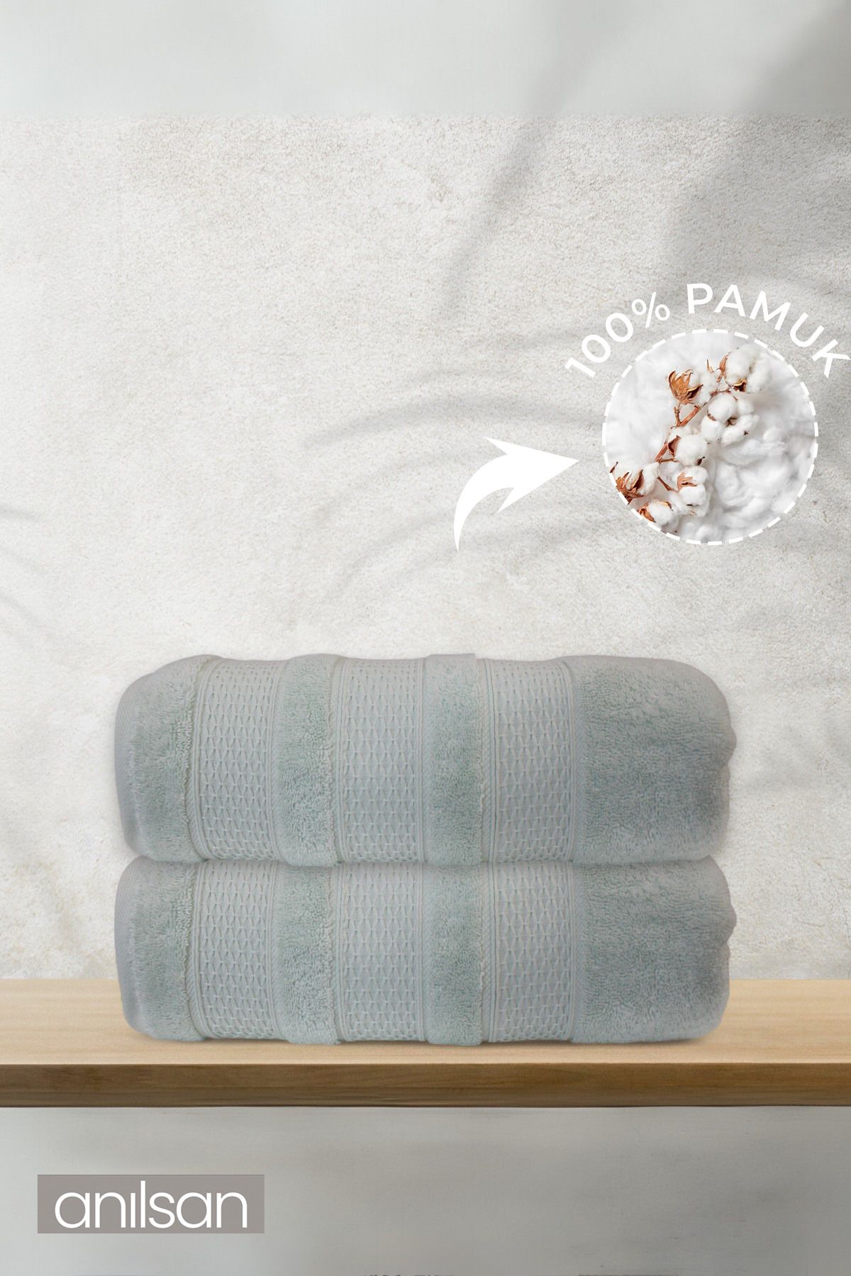 Anılsan 2'li Solen Banyo Havlusu - 70x140 Cm, 570gr, %100 pamuk, Spa Ve Otel Havlusu, Günlük Kullanıma Uygun