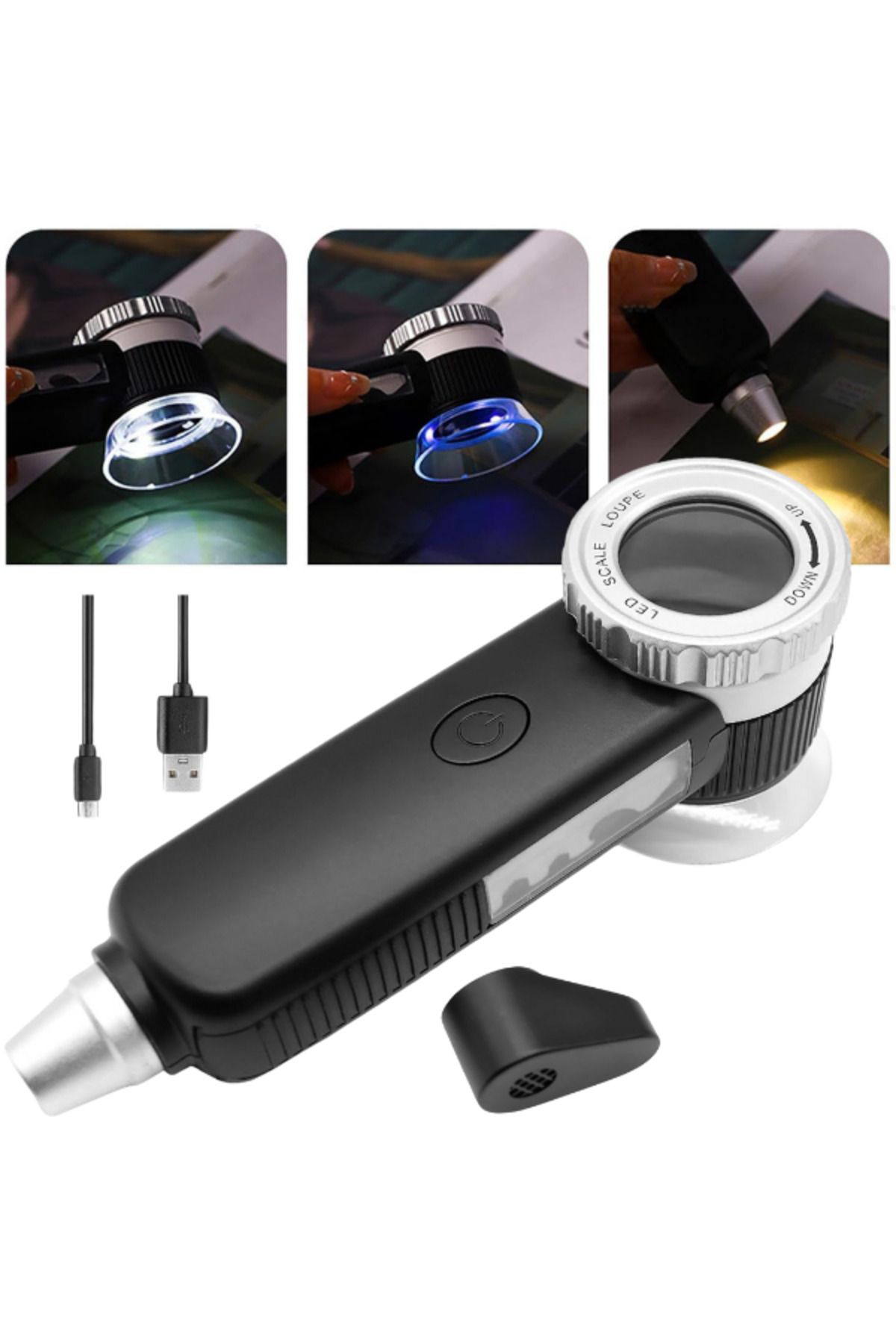 Testo TH-8019 30X Ayarlanabilir Çoklu Işıklı USB Şarjlı El Büyüteci
