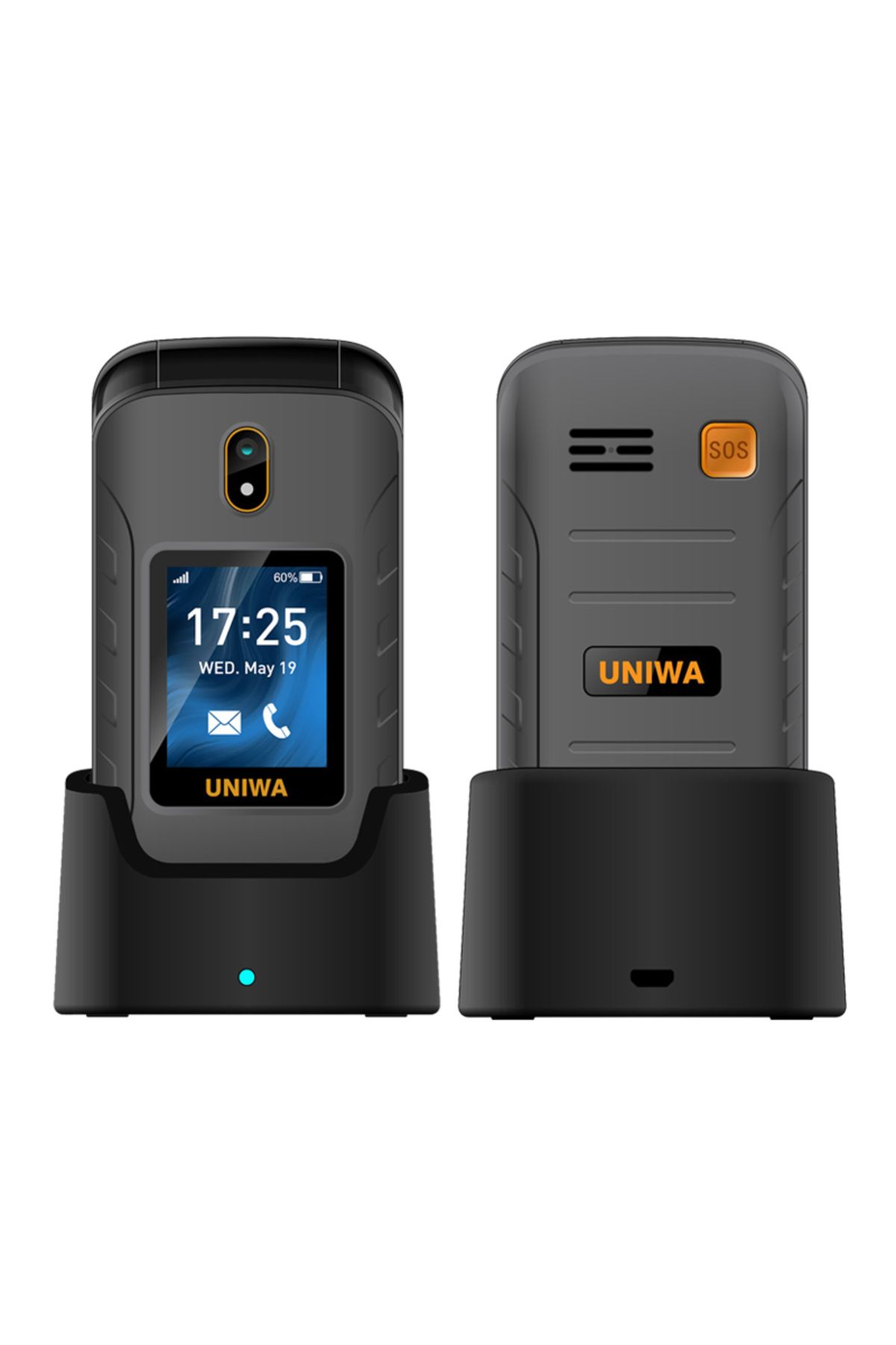 Choice-هاتف Uniwa V909t 4g قابل للطي بشاشة مزدوجة ولوحة مفاتيح إنجليزية وشاشة نانو واحدة وزر ضغط كبير M 1