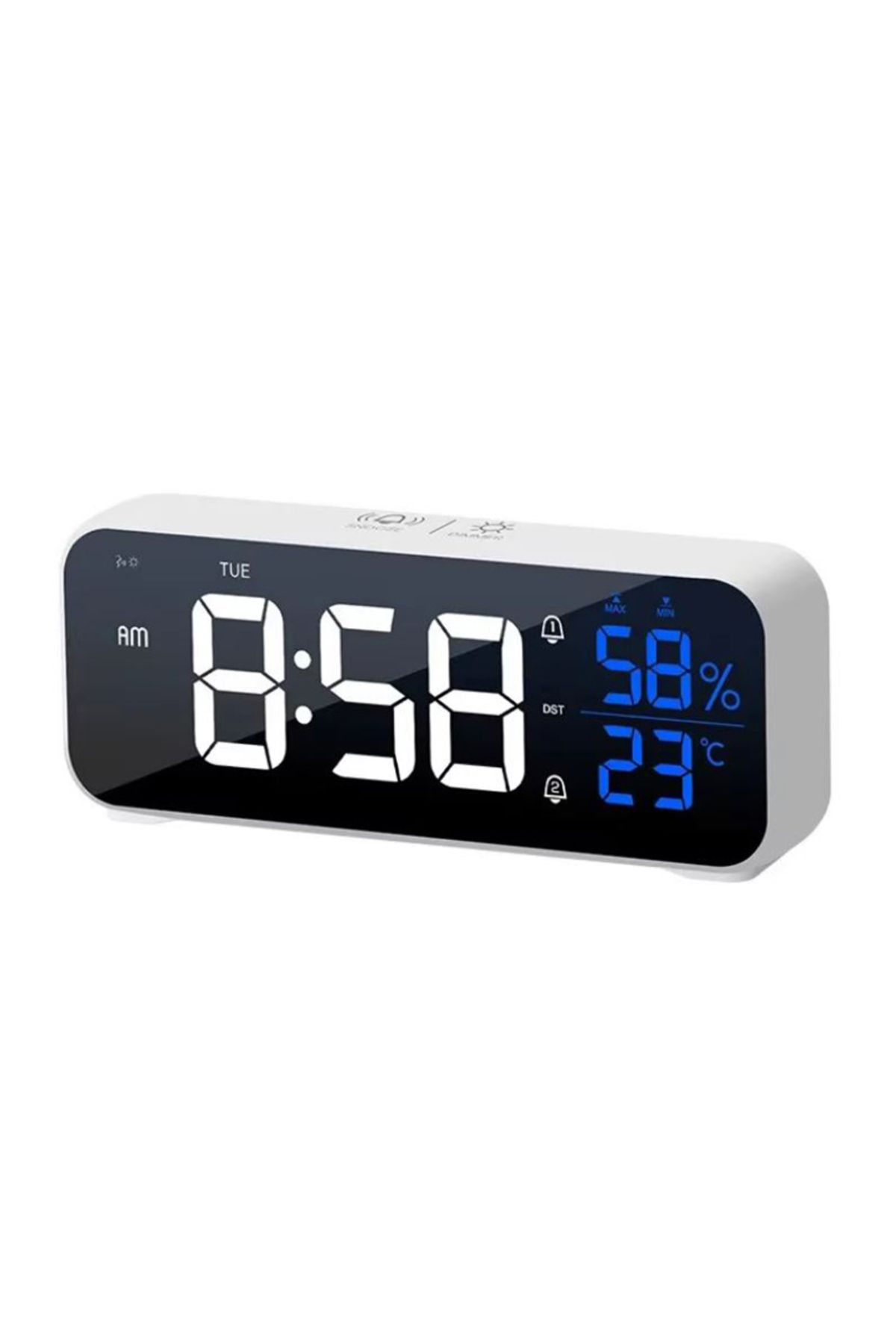 Choice-White Digital Alarm Clock Table Electronic Clock with Temperature Humidity Weekday & Dual Alarms Ri 1