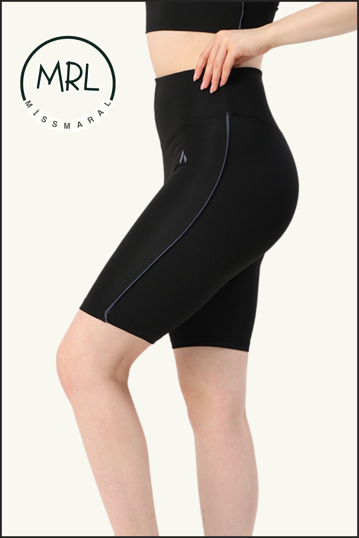 missmaral Kadın Siyah Yüksek Bel Toparlayıcı Biker Şort Kısa Spor Tayt Likralı Dalgıç Biker Tights 1043