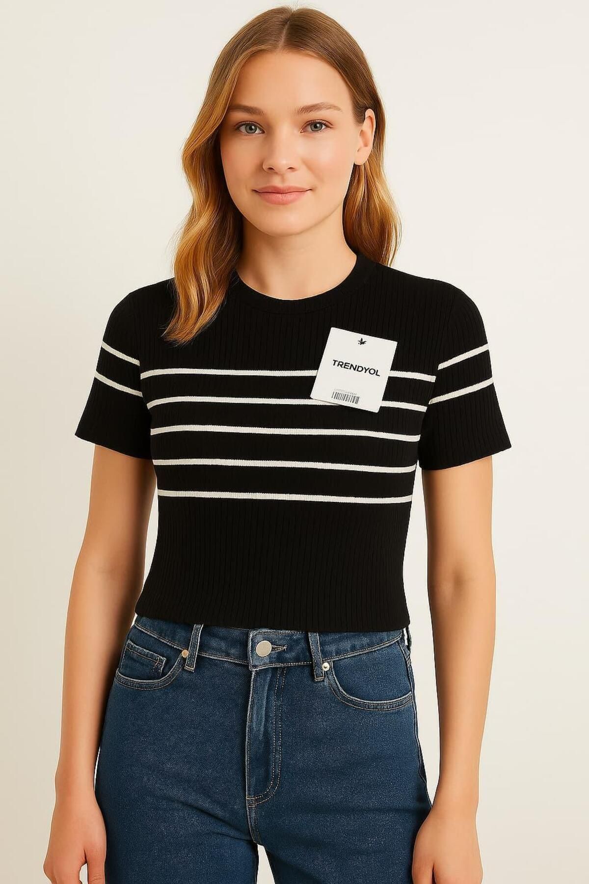 Butik Kısa Kollu Çizgili