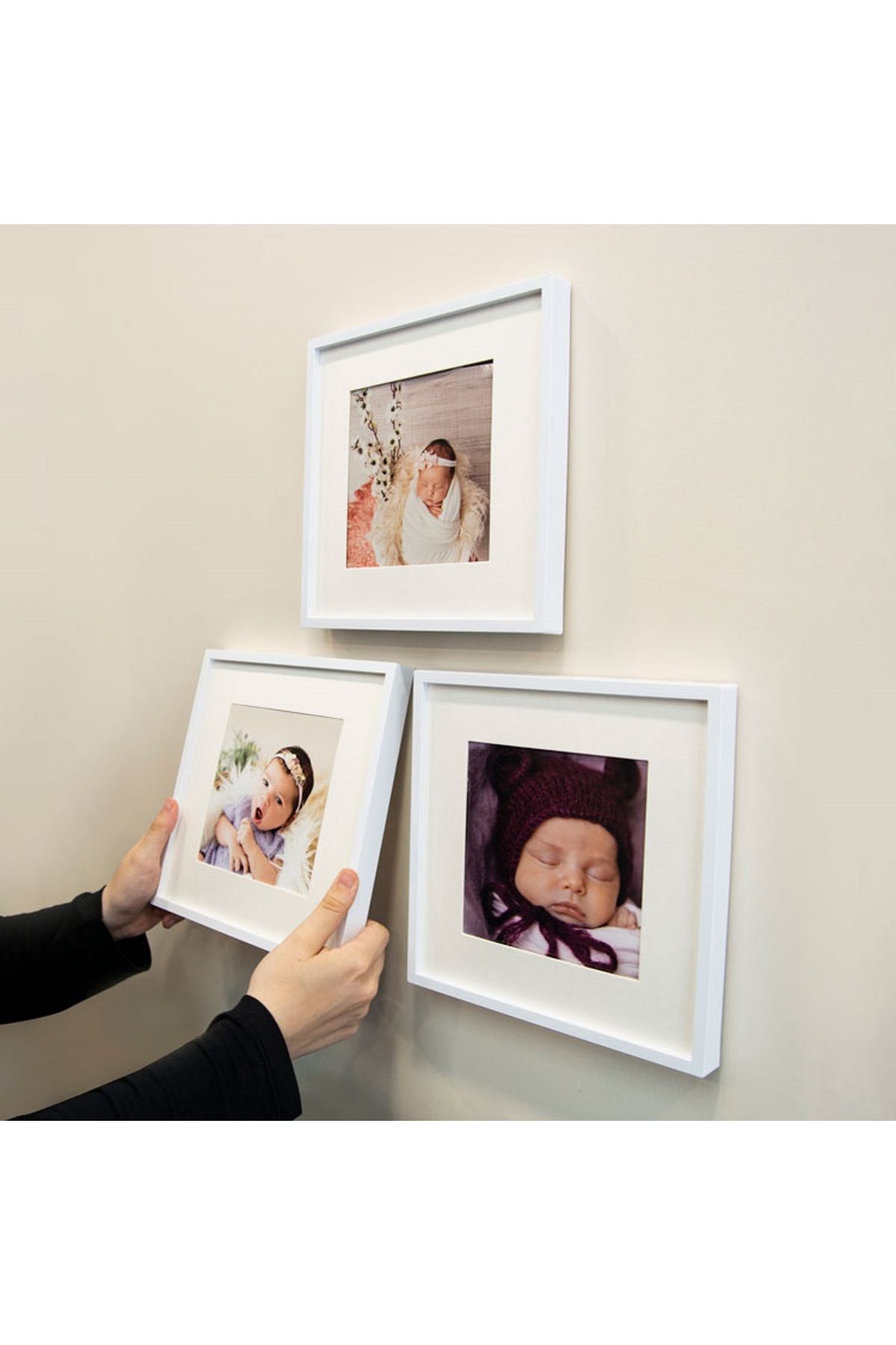 Senden Hediye Yapışkanlı Sök-tak Paspartulu Beyaz 21x21cm Kare Fotoğraf Çerçevesi - 3'lü Paket