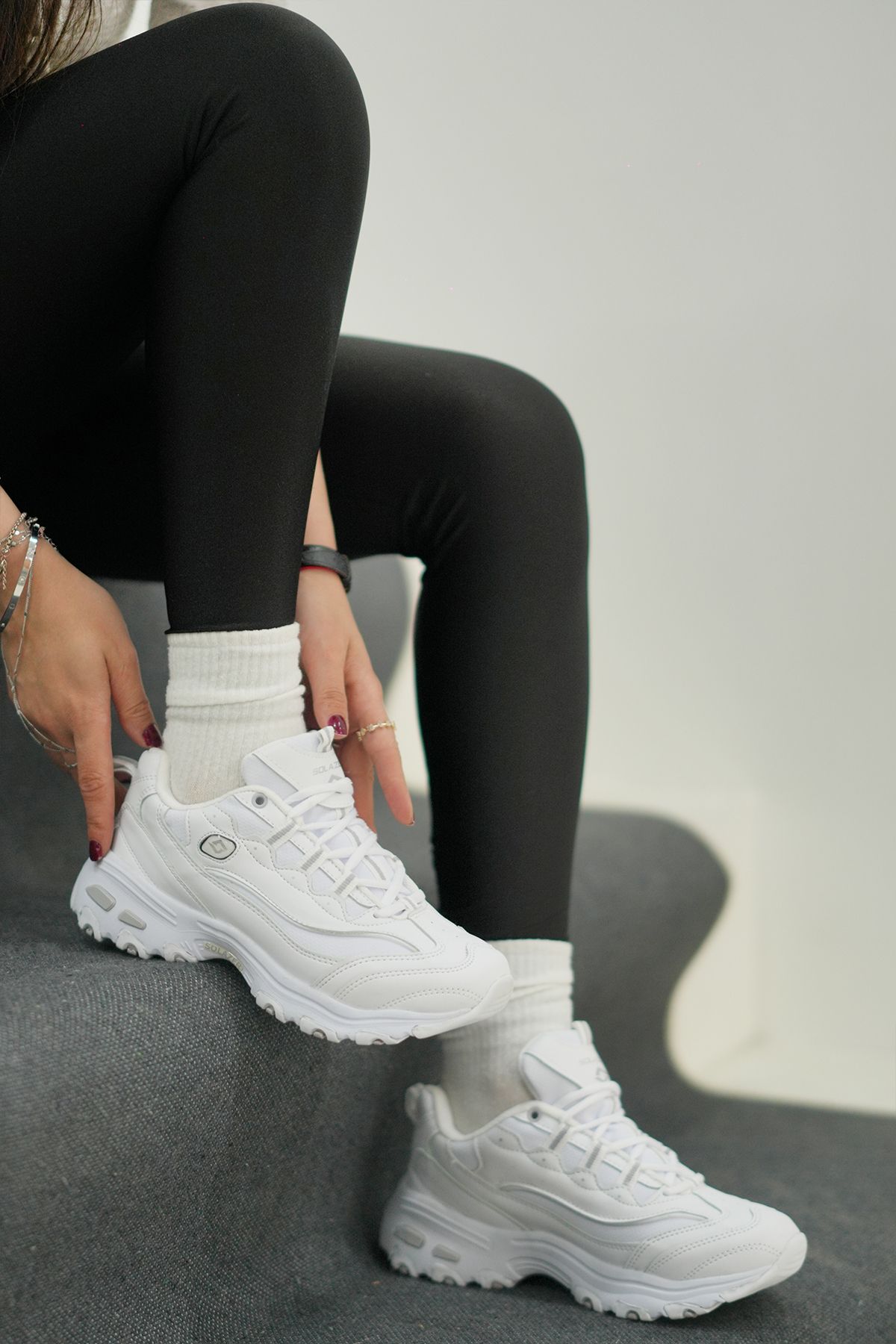 SOLAZER Kadın Beyaz Sneaker Günlük Rahat Spor Ayakkabı 049