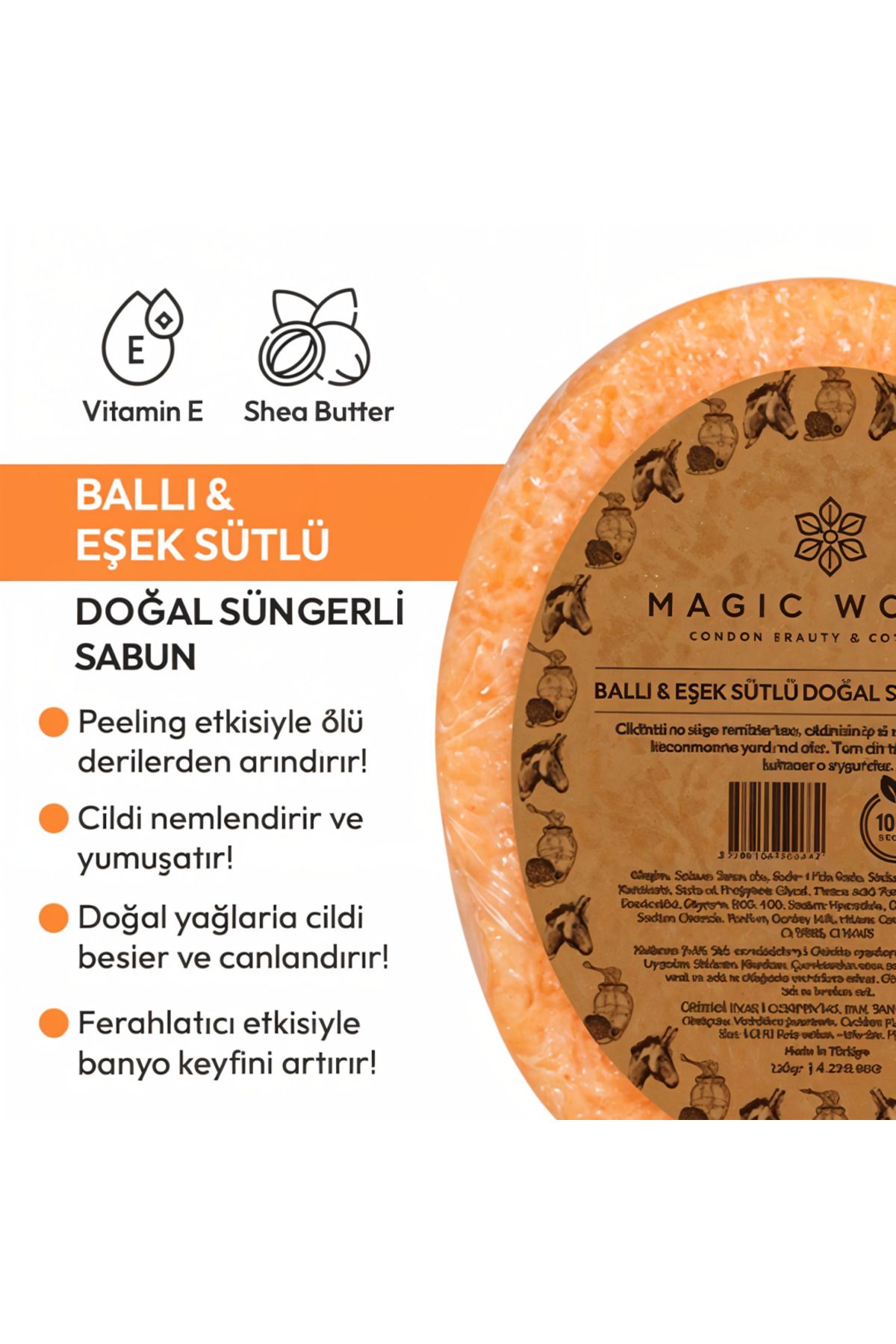 MAGİC WOMEN Magic Women Doğal Süngerli Sabun | Derin Temizlik ve Peeling Etkisi
