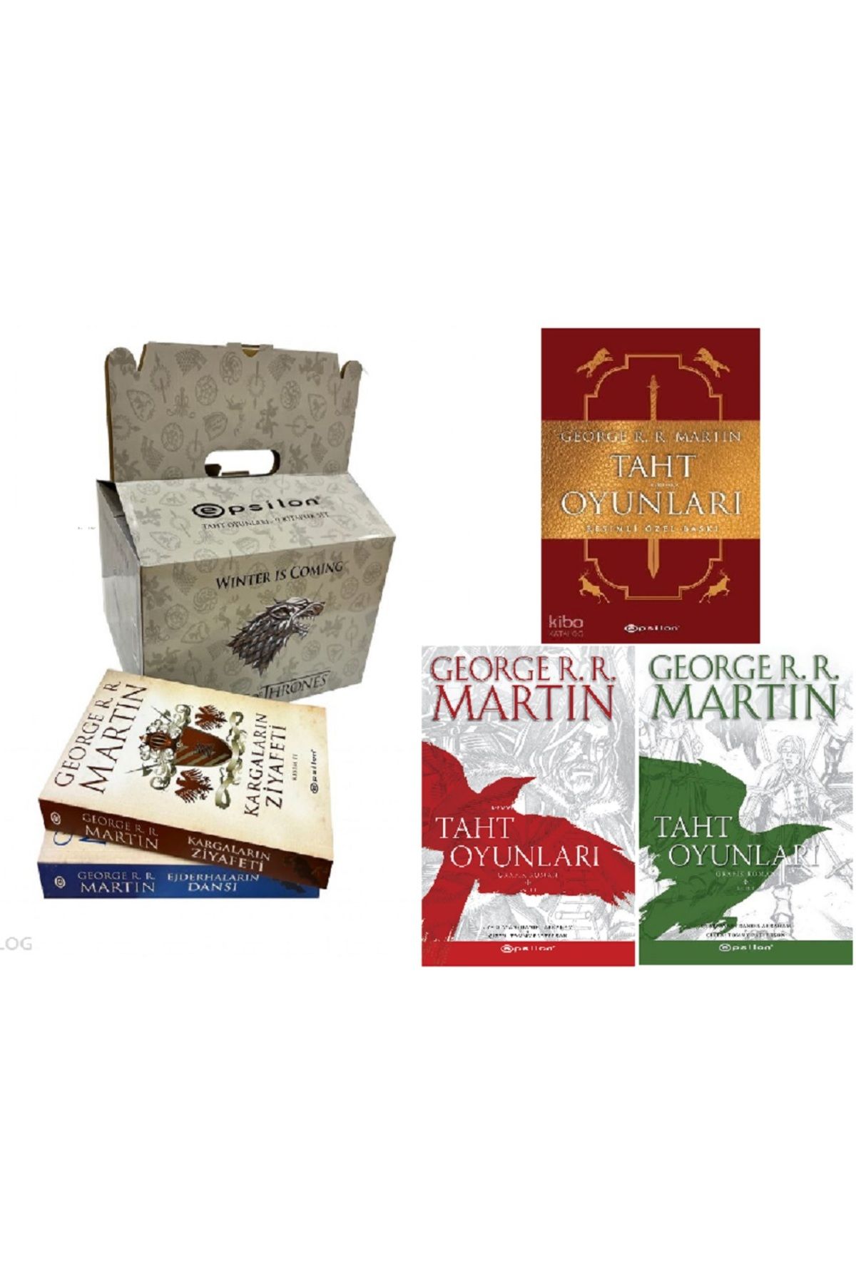 Epsilon Yayınevi Taht Oyunları 12 Kitaplık Özel Set / 9 Kitap Kutulu Set + 2 Çizgi Roman + Resimli Ciltli Özel Baskı