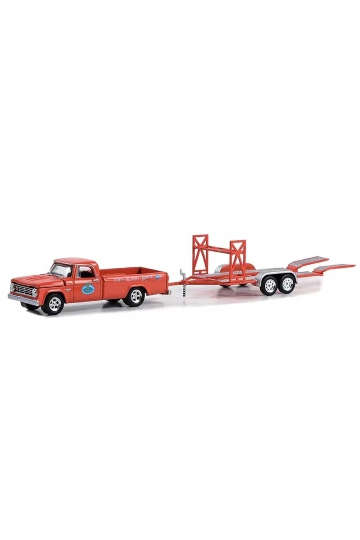 Eng Nessiworld Greenlight 1/64 1967 Dodge D-100 with Tandem Car Trailer