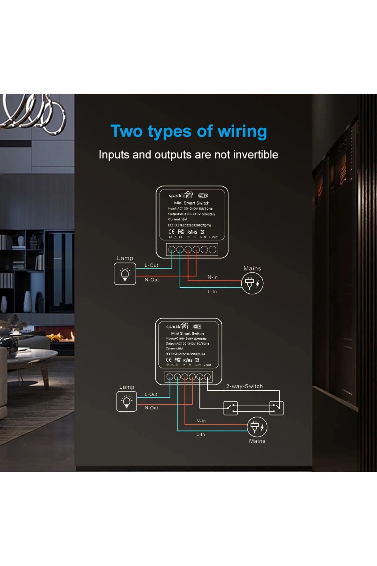 Choice-4PCS RCmall Matter 16A WiFi mini Smart Switch Pass-through Disconnect Dual Control Outletorks Remote 6