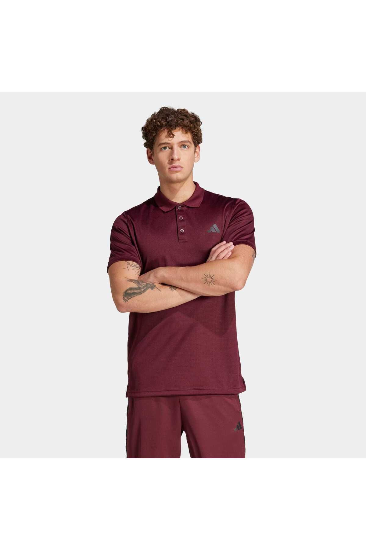 adidas Train Essentials Erkek Bordo Polo Tişört (JP3822)