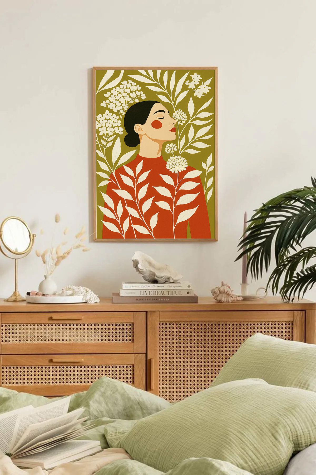 Dekorsiahome Tek Parça Ahşap Çerçeveli Oturma Odası Salon Mutfak Tablo TK0184