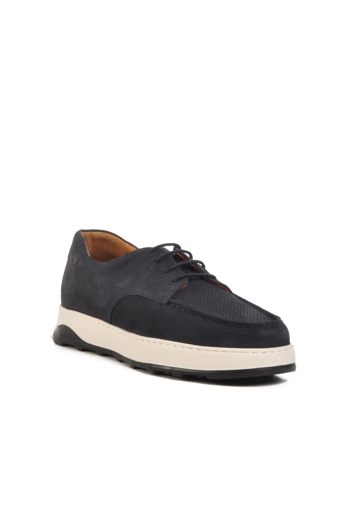 AYAKMOD Premium 8212 M Lacivert Nubuk Hakiki Deri Erkek Sneaker
