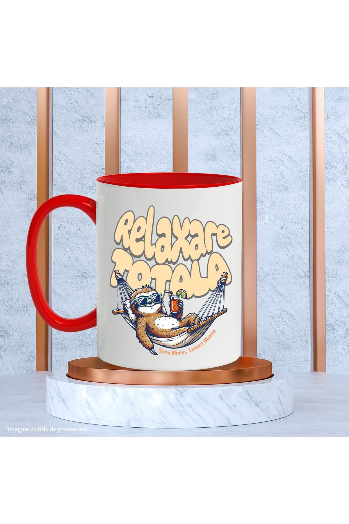 StoryGift Romania-Mug Total Relaxation Lazy with drink in hand in hammock, 330ml, Ceramic with Handle, With,STG. 3