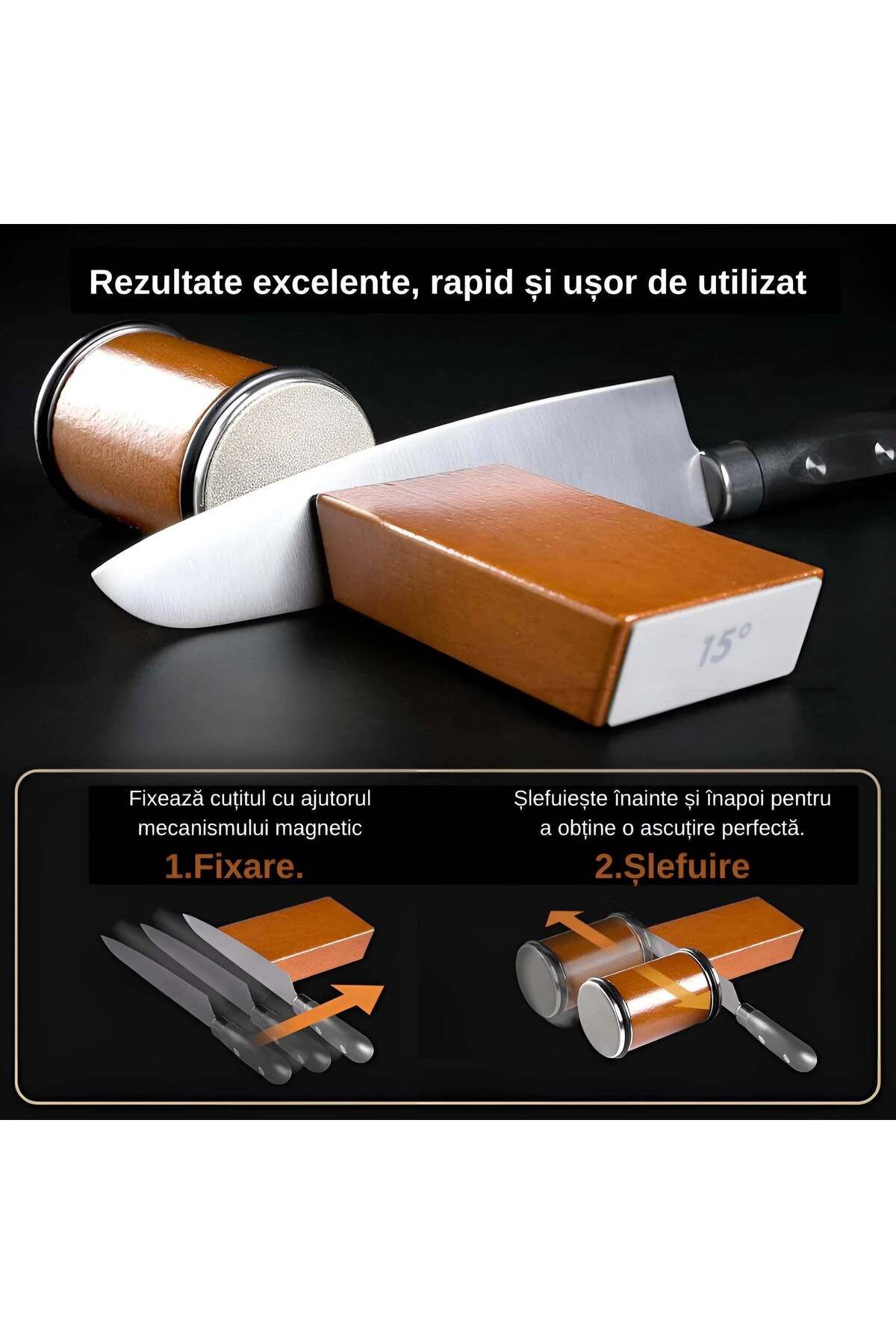 Köken-Knife Sharpening Kit With Rolling System, Diamond Sharpening Stone, 2 Angles 15°/20°, Wood 6