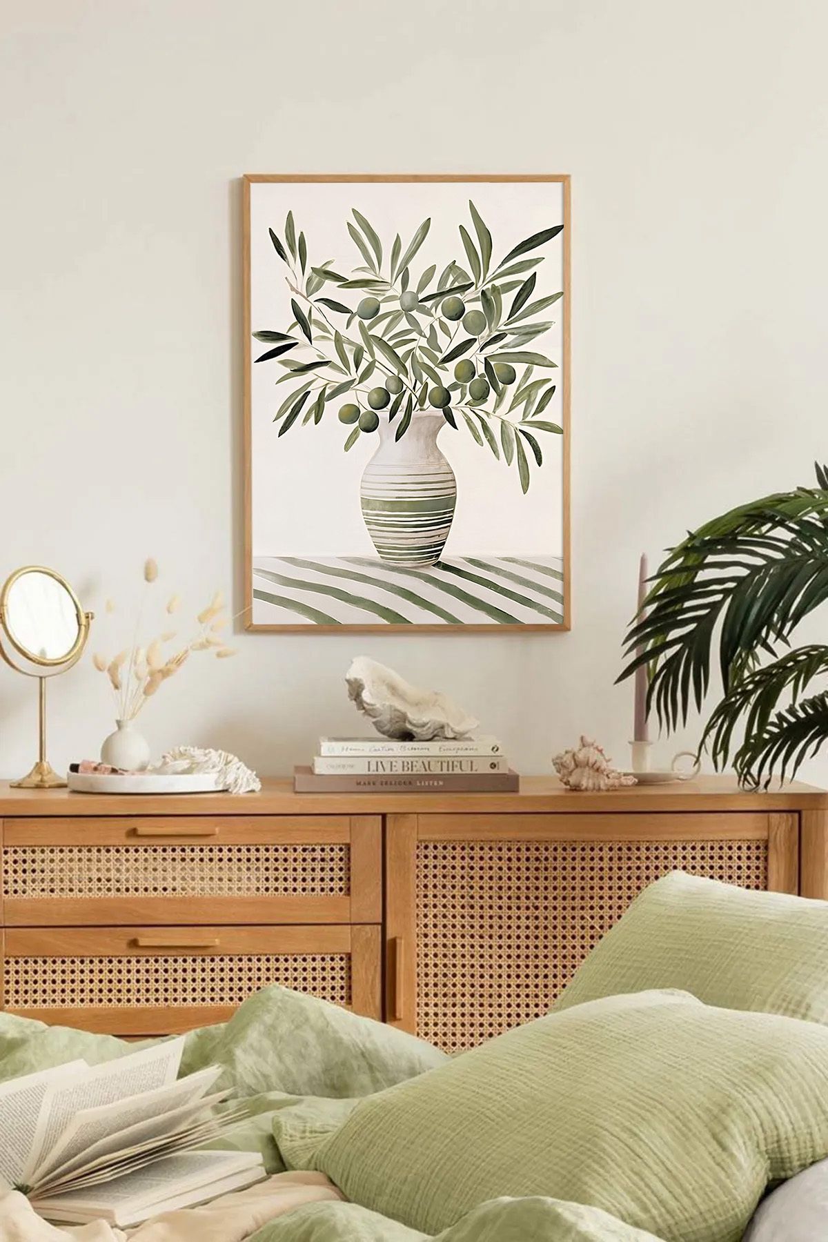Dekorsiahome Tek Parça Ahşap Çerçeveli Oturma Odası Salon Mutfak Tablo TK0108