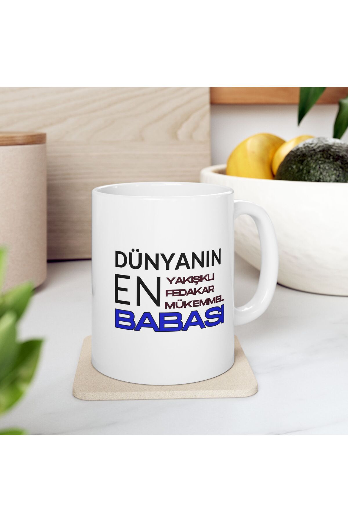 BASKIBAZAR Since 2020 Dünyanın En Yakışıklı babası yazılı Babalar günü - Doğum Günü Hediyesi - Hediye Porselen Kupa Bardak