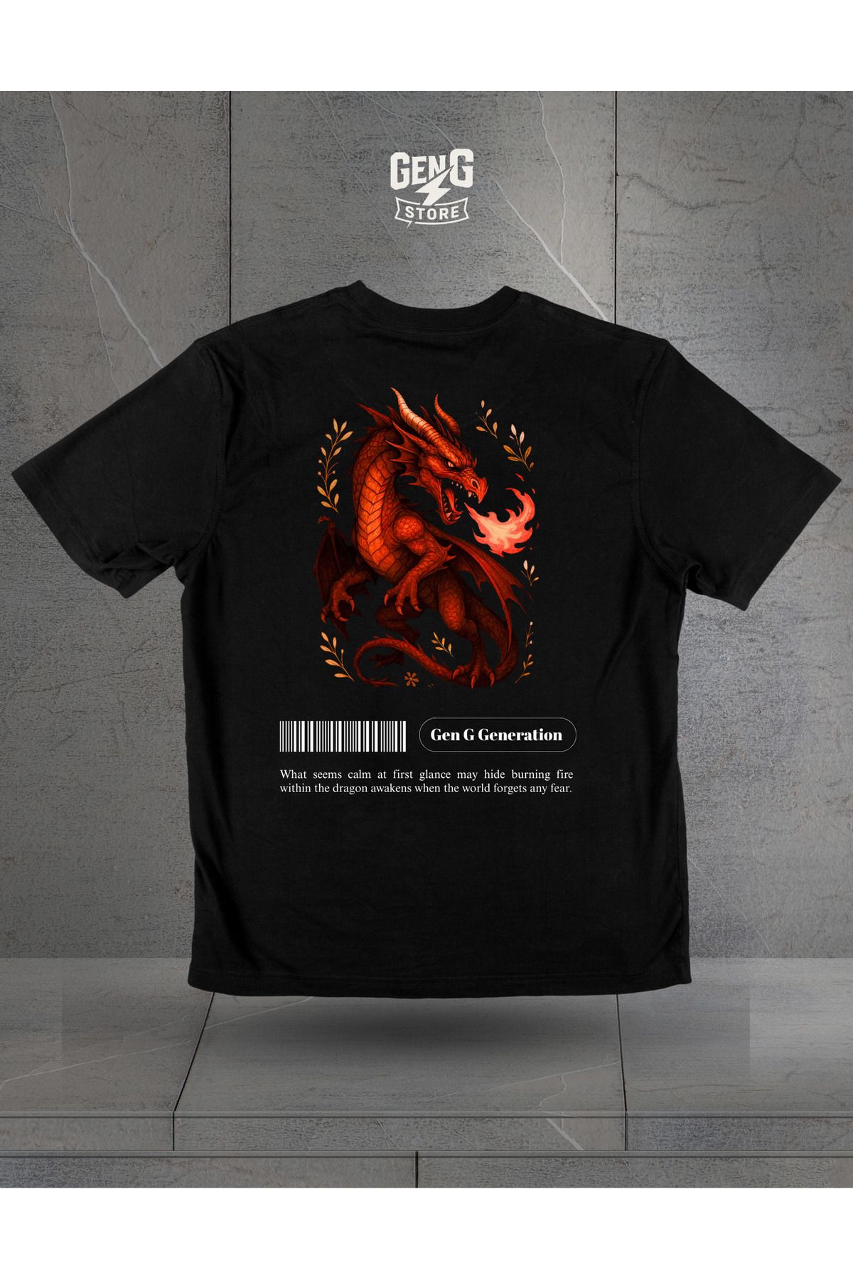 MODA Oversize Ejderha Baskılı T-Shirt