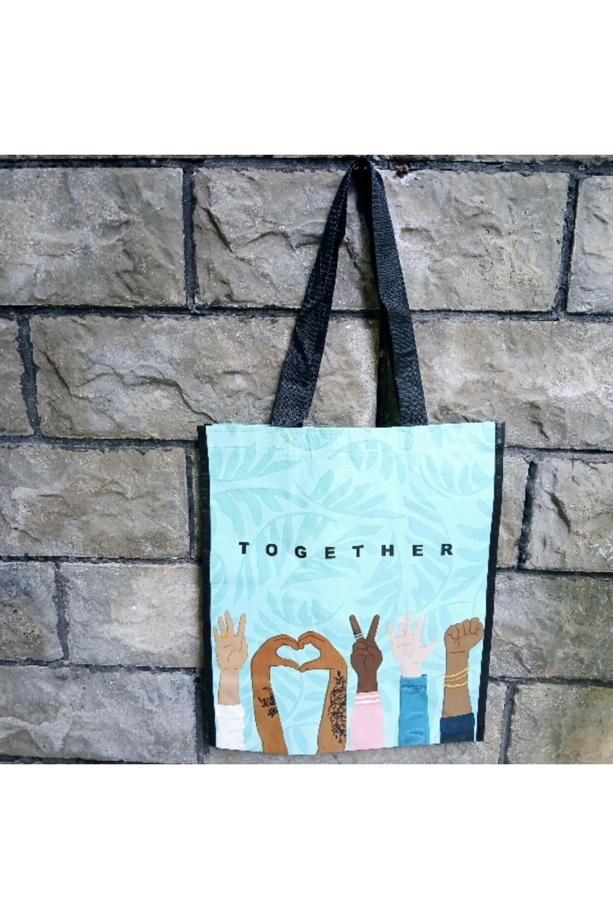 MyBalliStore Mavi Together Yazılı Alışveriş Çantası(pazar çantası)