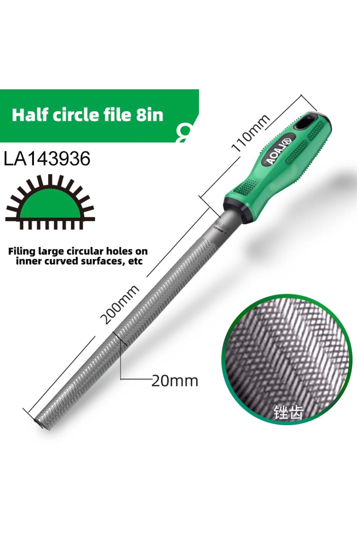 LAOA-Half Circle File Diamond File Rasper Metal File In Shape Triangle Flat Semicircle Square Millin 1