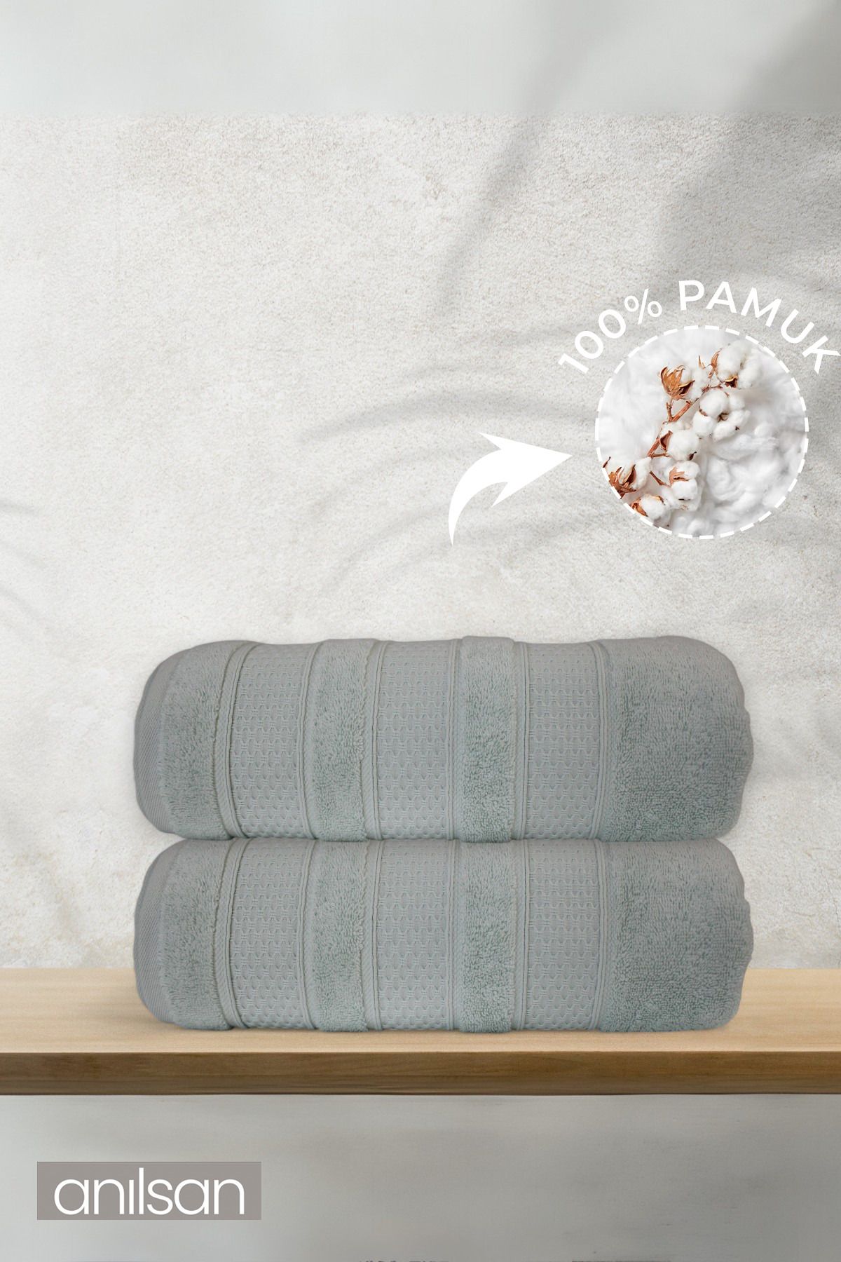 Anılsan 2'li Evara Banyo Havlusu - 70x140 Cm, 570gr, %100 pamuk, Spa Ve Otel Havlusu, Günlük Kullanıma Uygun