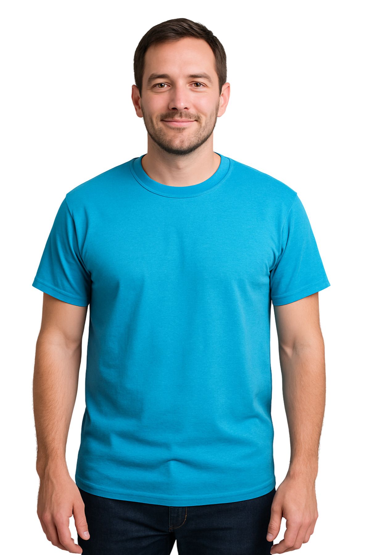 ZALKAYA Bisiklet Yaka Basic Renkli T-shirt