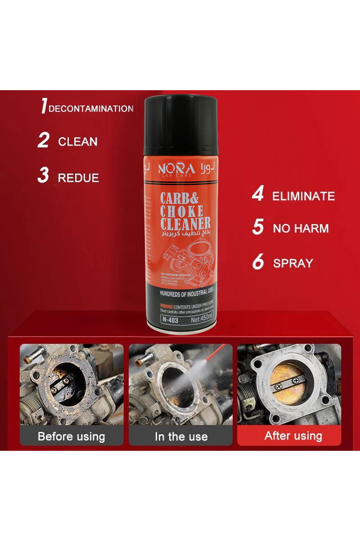 Nora-Combo - 2PC NORA Penetrating Oil Spray 450ml - Rust Remover, Lubricant, Moisture Repellant N-514 4