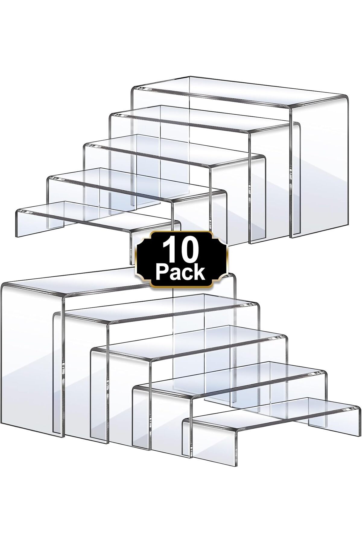 Generic-10 Pcs 2 Set Acrylic Riser Display Shelf, Clear Display Riser Display Stands (1-3-4-5-6IN) 1