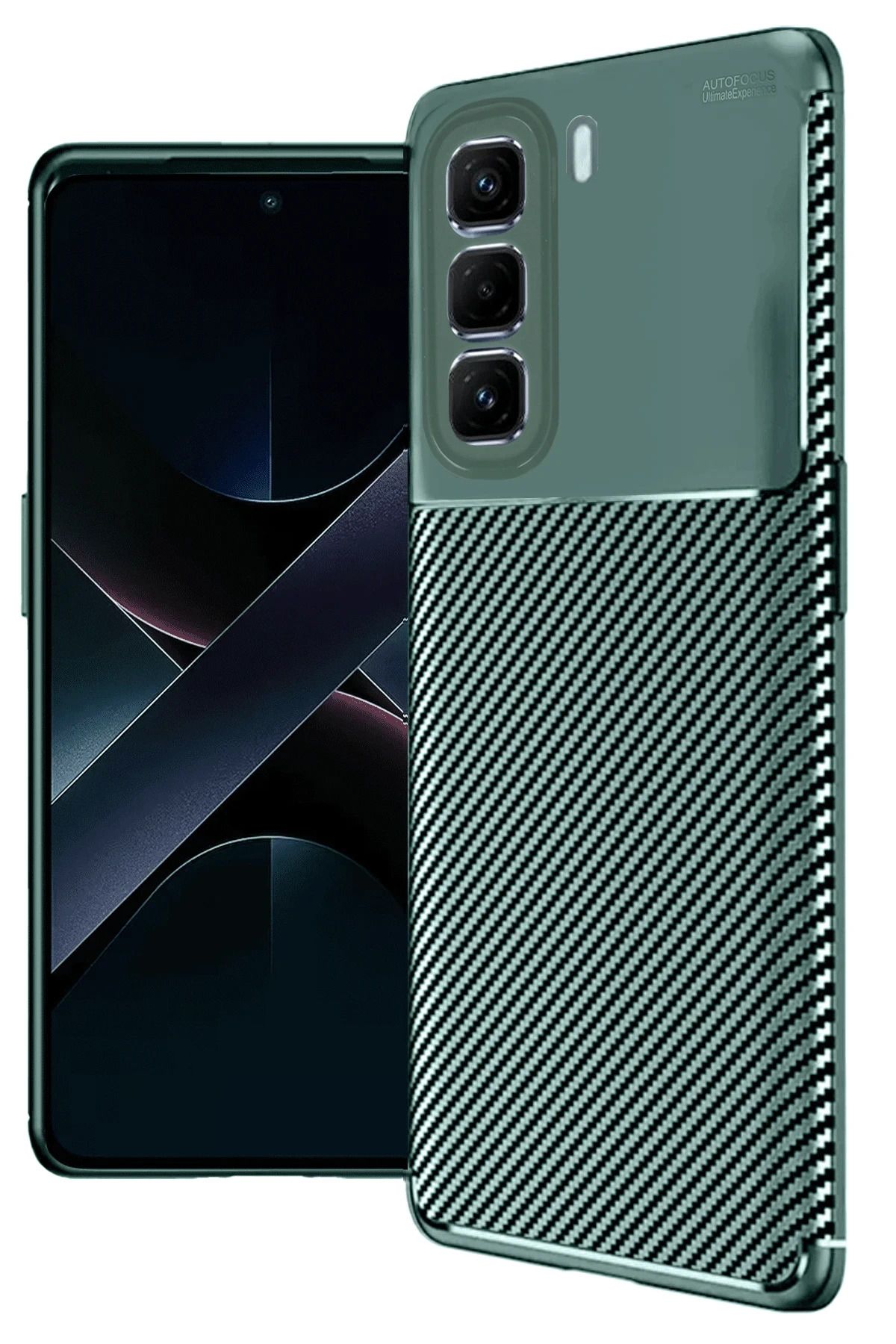 NewFace İnfinix Hot 50 4G Kılıf Auto Focus Karbon Kapak - Koyu Yeşil HNZRN