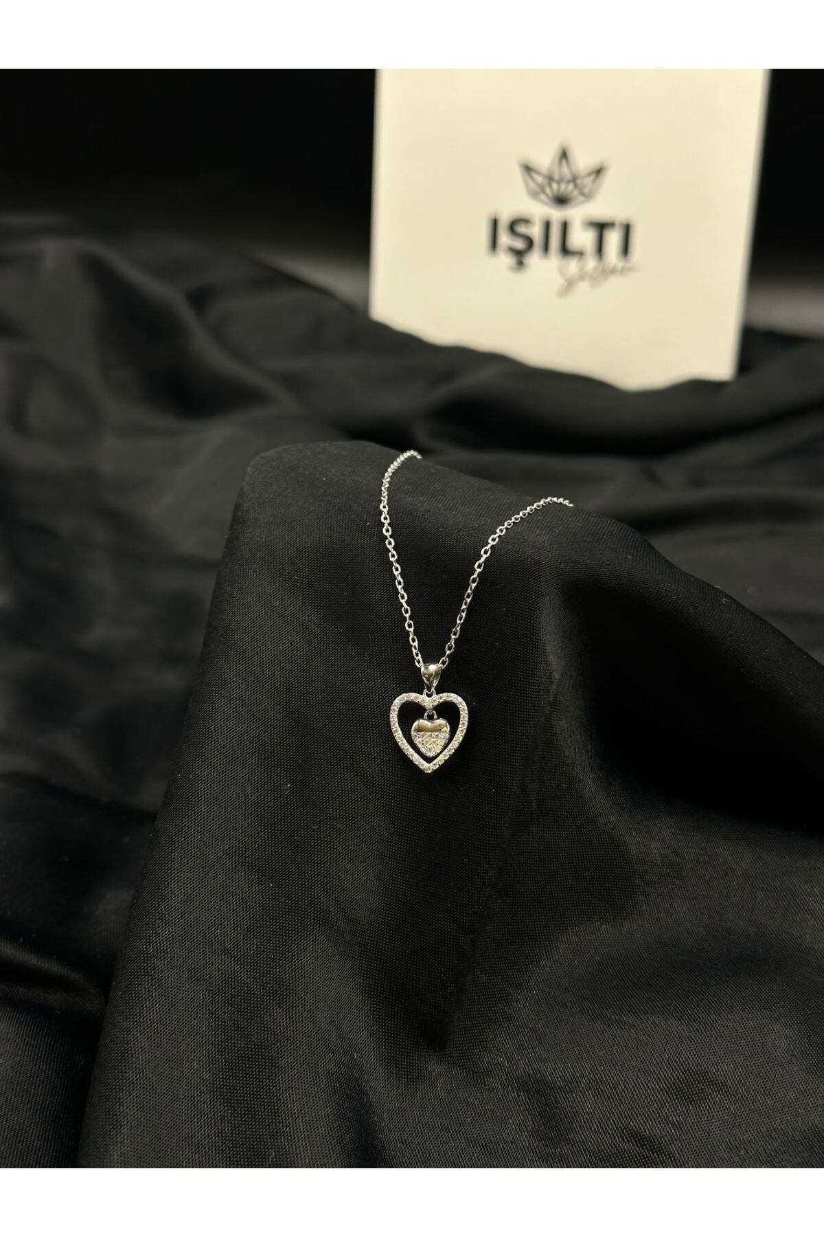 Işıltı Silver 925 Gümüş | İç İçe Kalp Minimal Kolye