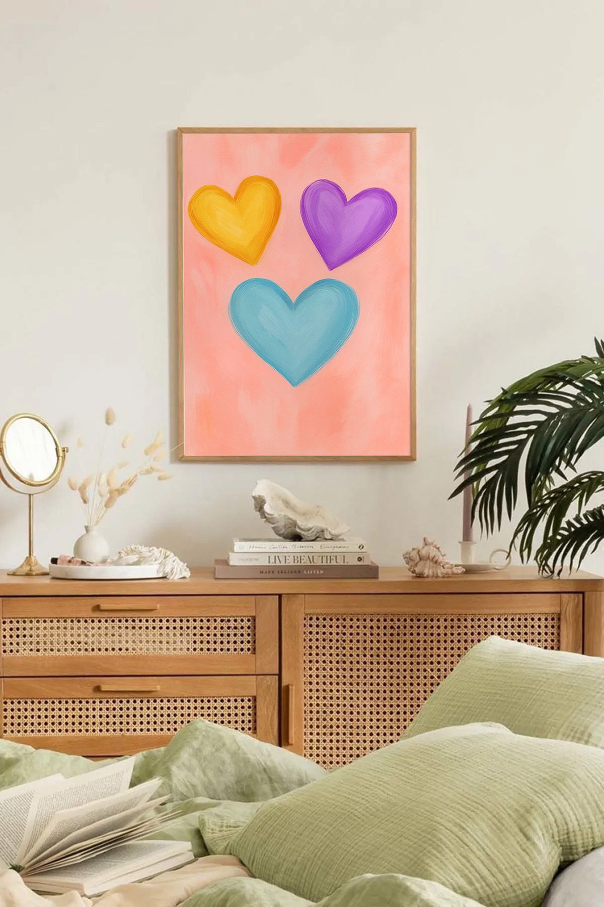 Dekorsiahome Tek Parça Ahşap Çerçeveli Oturma Odası Salon Mutfak Tablo TK0189