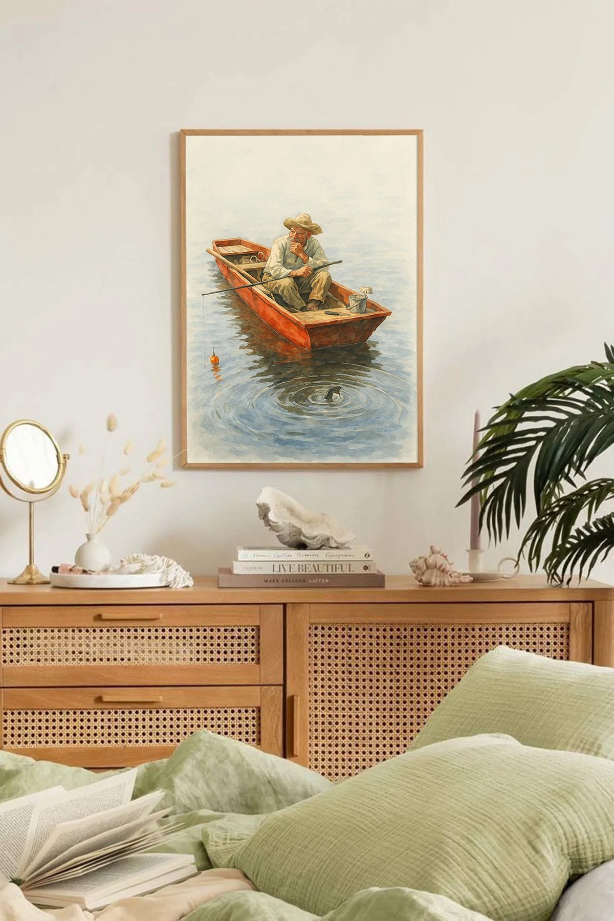 Dekorsiahome Tek Parça Ahşap Çerçeveli Oturma Odası Salon Mutfak Tablo TK0182
