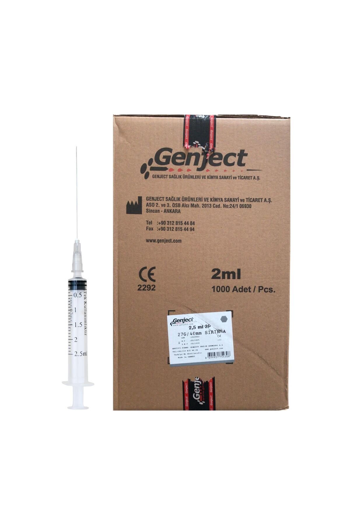 Genject - 2.5 ML 40MM KISA DENTAL ENJEKTÖR - 1000 ADET